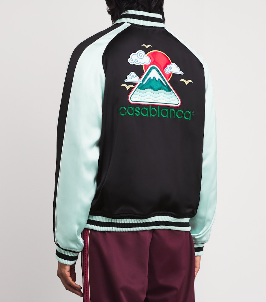 Casablanca Mens Satin Embroidered Bomber Jacket Black Image 6