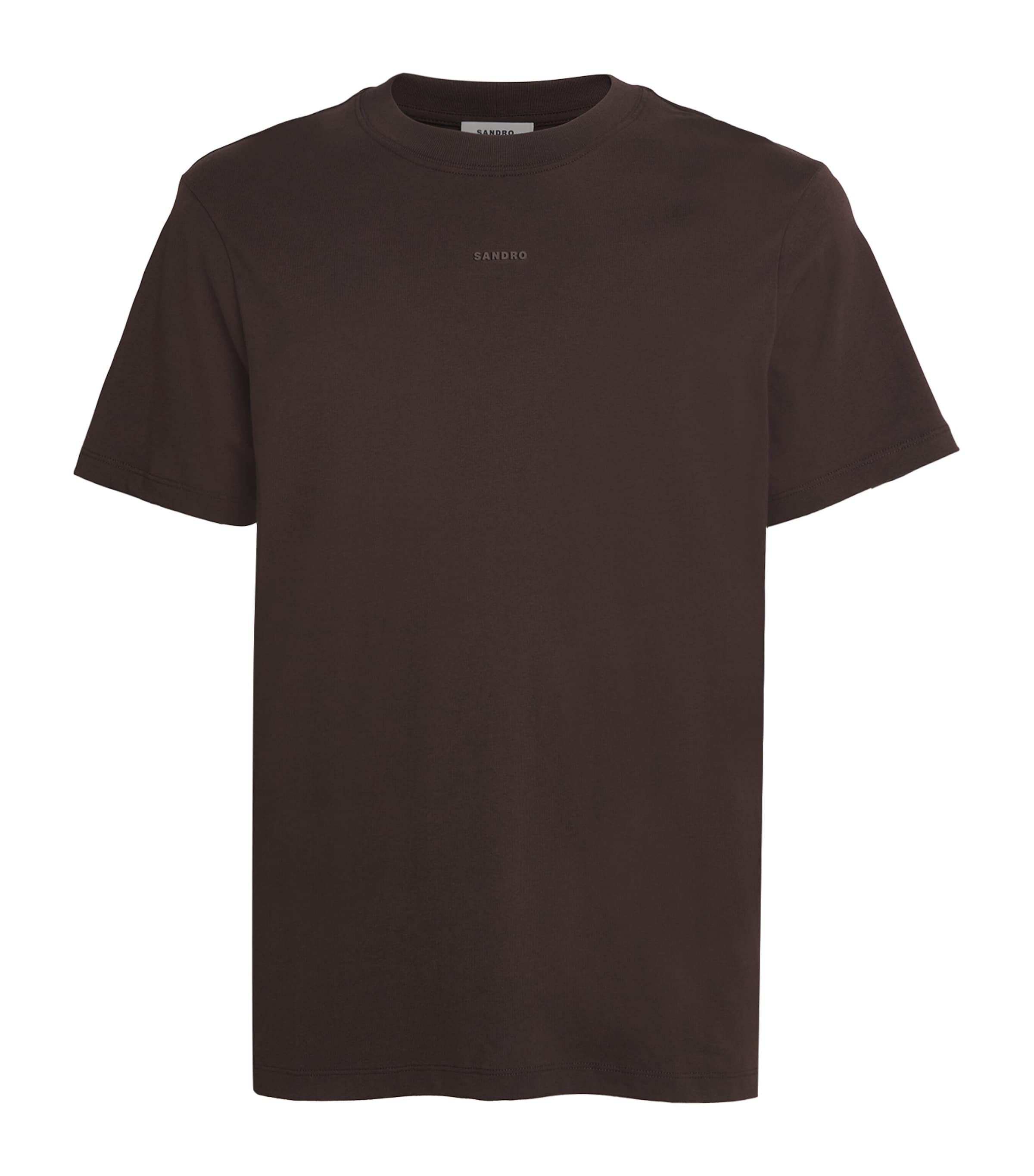 Sandro Mens Chocolate Logo-embellished Short-sleeve Cotton T-shirt Xs In Brown
