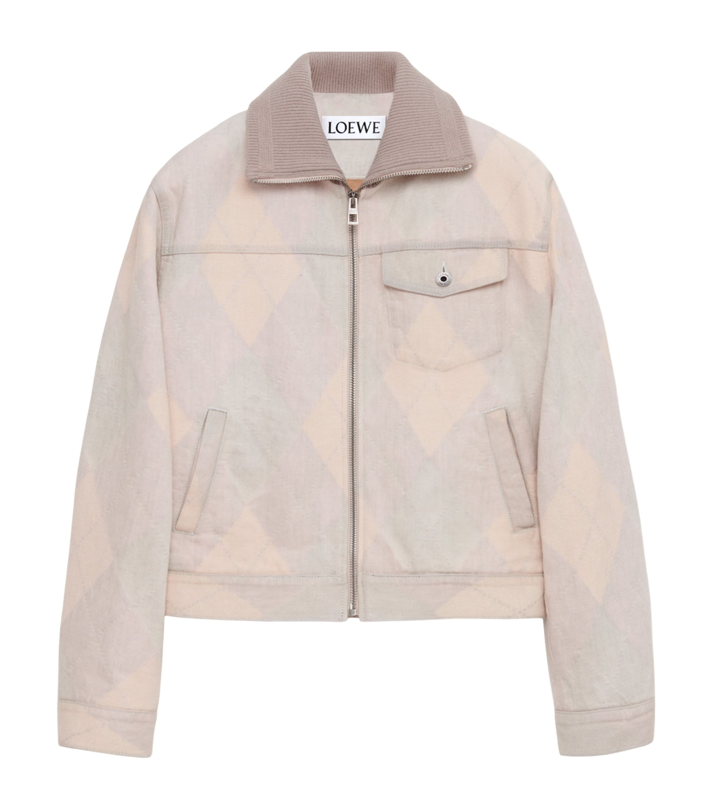 Argyle-Print Denim Jacket BEIGE Image 1