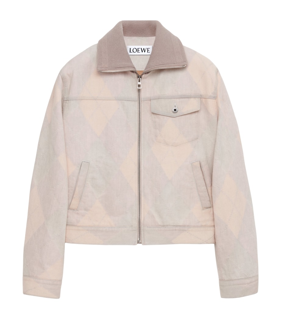 Argyle-Print Denim Jacket BEIGE Image 1