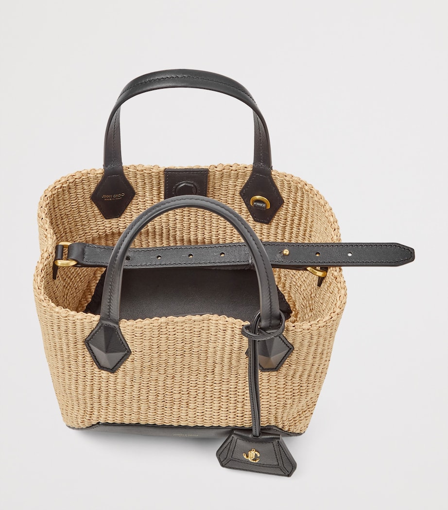 Small Diamond Raffia Tote Bag NATURAL/BLACK/GOLD Image 5