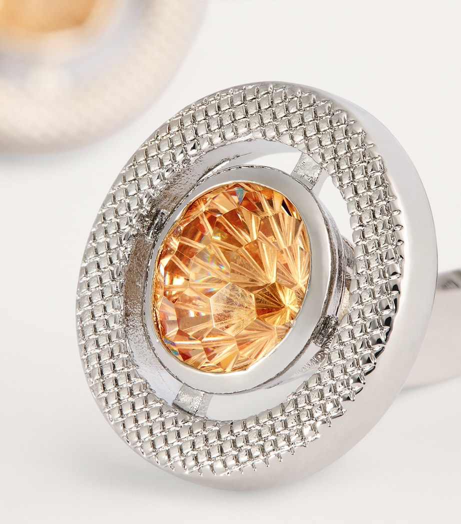 Tateossian Cubic Zirconia and Rhodium-Plated Circular Cufflinks Silver Image 6