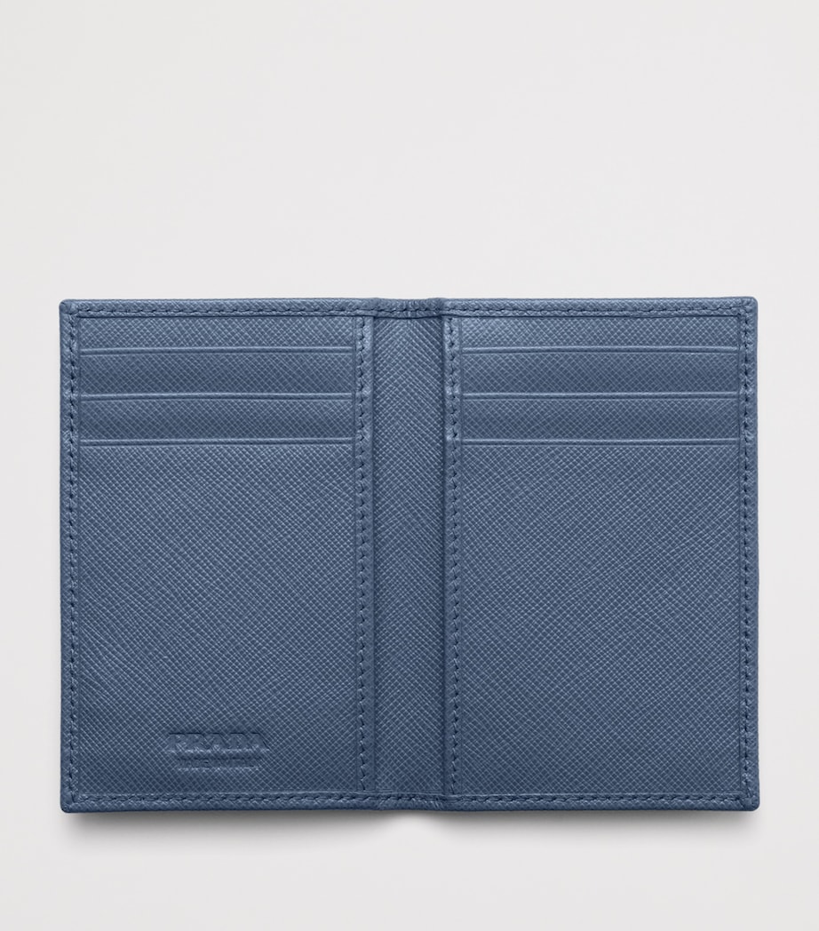 Prada Saffiano Leather Bifold Card Holder Blue Image 2