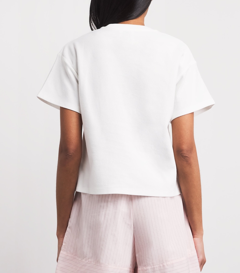 Claudie Pierlot Womens Cotton Piqué Embroidered T-Shirt Ecru Image 5