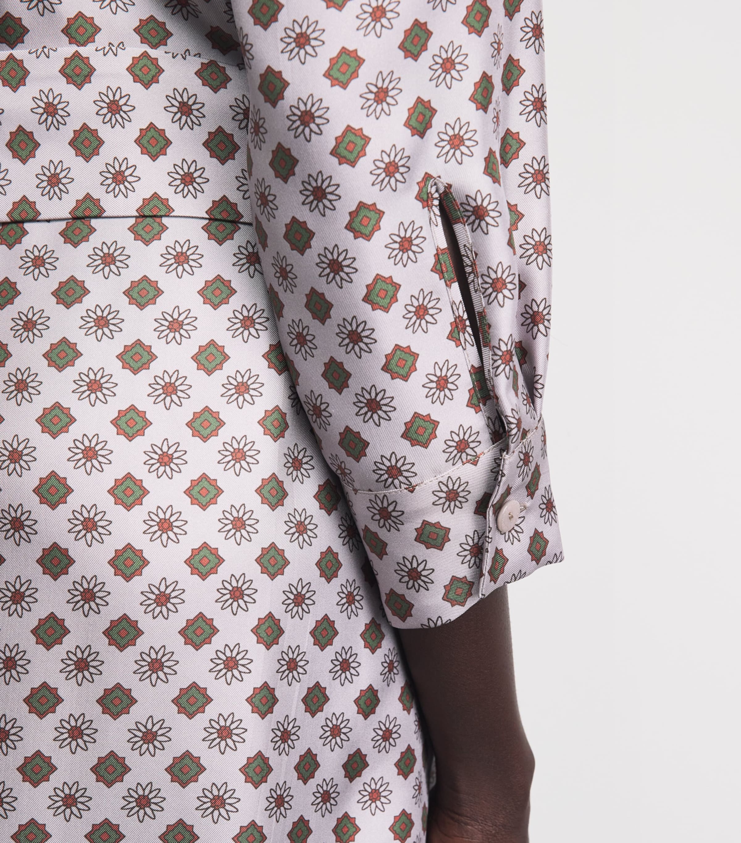 Colombo Womens Silk Printed Midi Shirt Dress Edelweiss Print Image 5