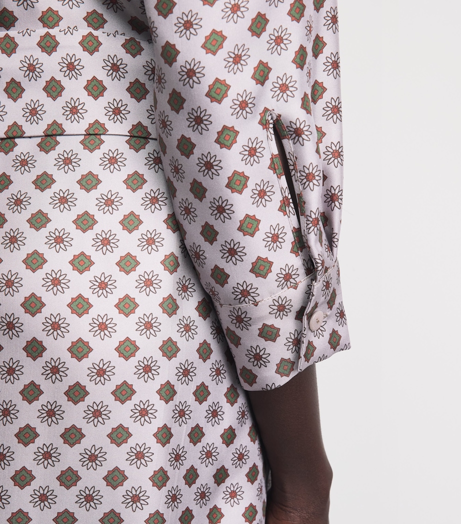 Colombo Womens Silk Printed Midi Shirt Dress Edelweiss Print Image 5