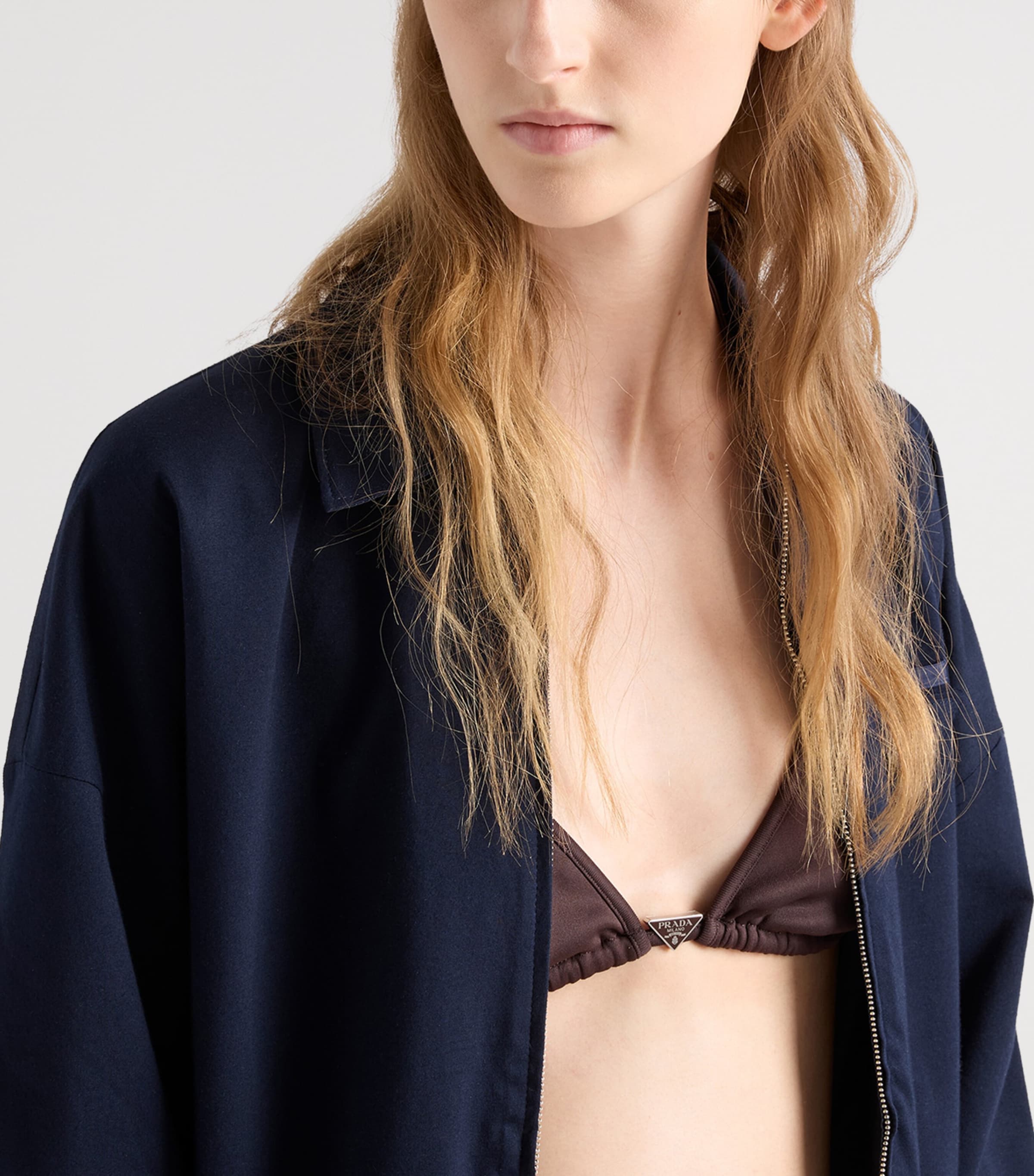 Prada Womens Triangle Bikini Top Brown Image 3