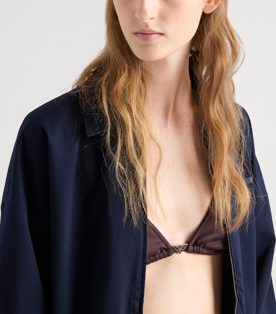 Prada Womens Triangle Bikini Top Brown Image 3