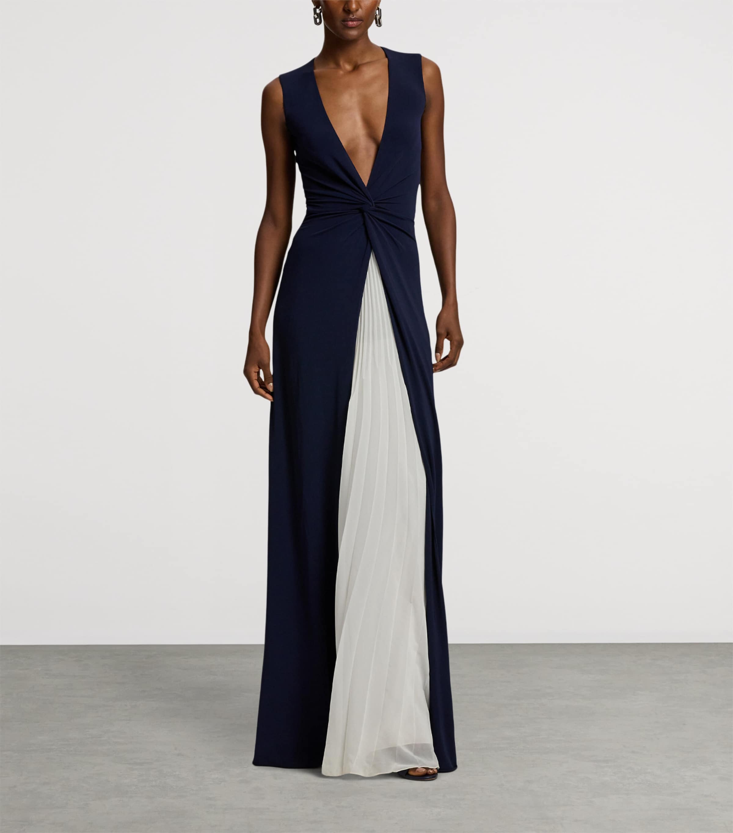 Pleated Zach Maxi Dress NAVY-410 Image 9