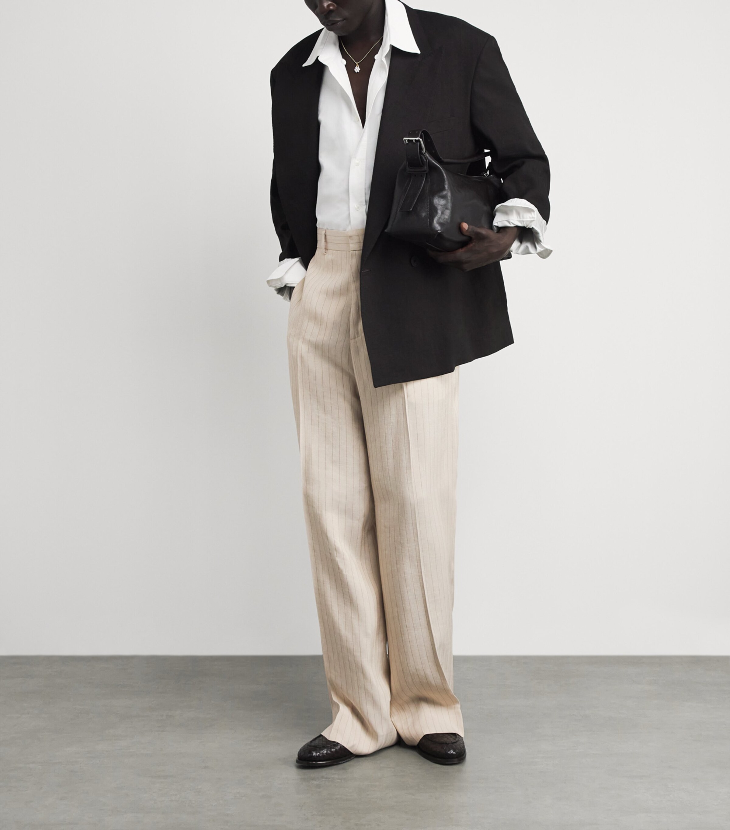 AMIRI Mens Pinstripe Tailored Trousers Alabaster Image 2
