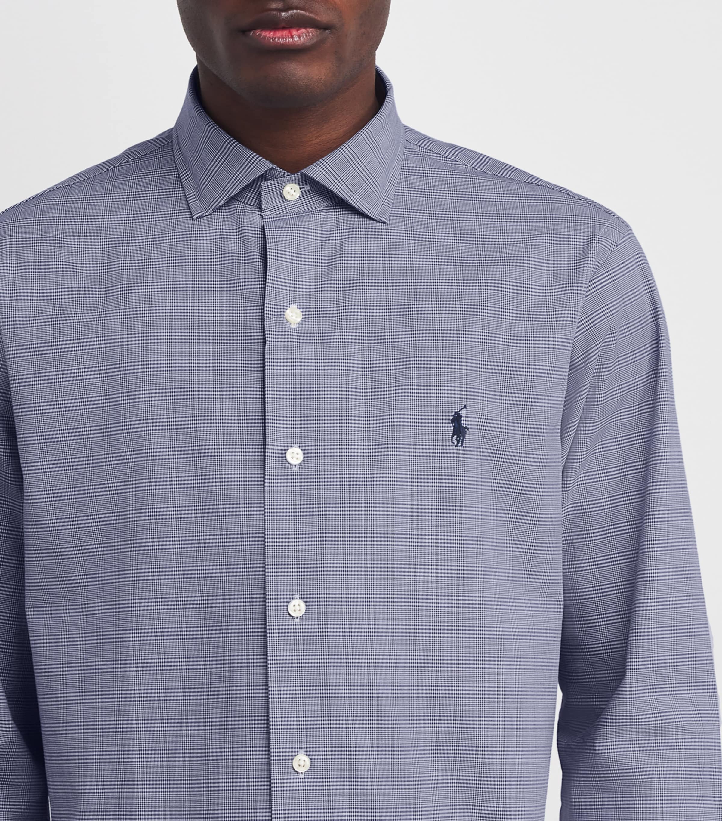Polo Ralph Lauren Mens Cotton-Blend Check Shirt Blue Image 6