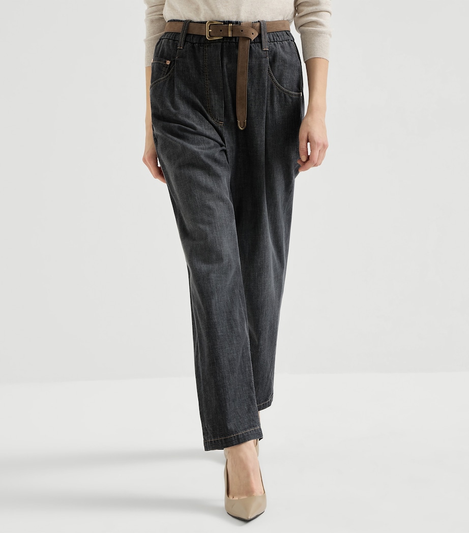 Brunello Cucinelli Womens Denim Straight Trousers Image 4