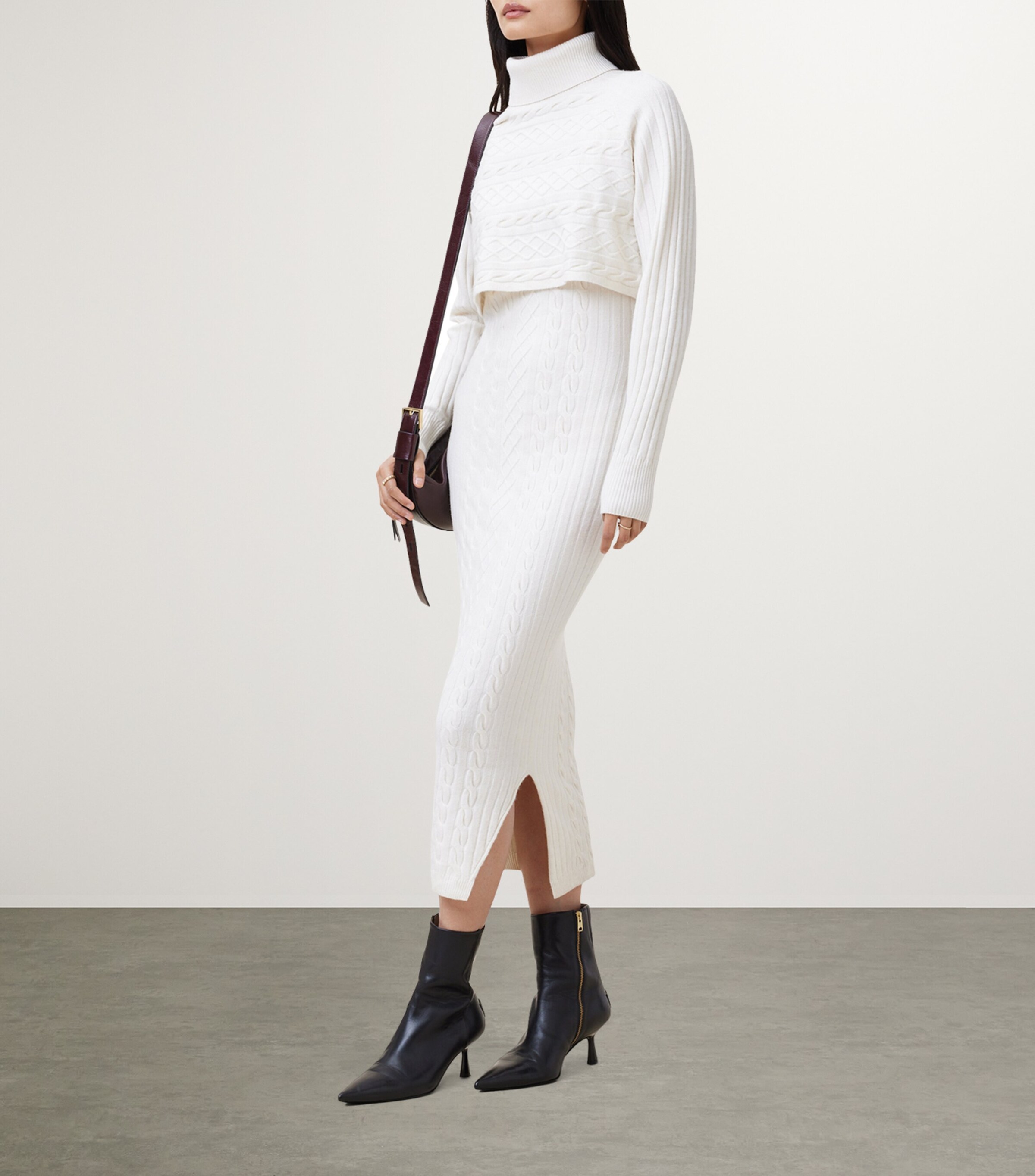 AllSaints Womens Muriel 2-in-1 Dress Cloud White Image 4