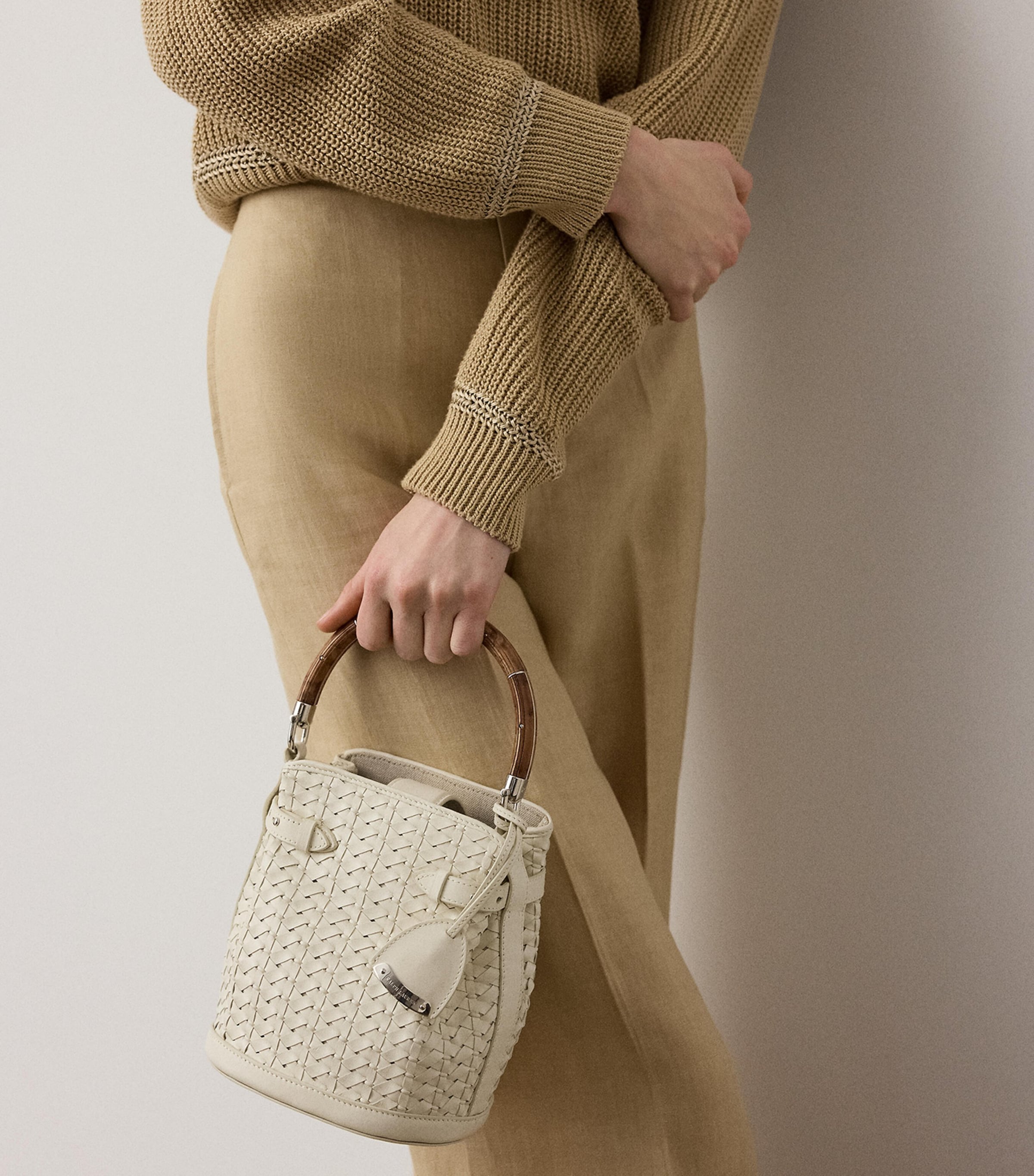 Ralph Lauren Collection Small Leather The Ralph Bucket Bag Natural Image 6