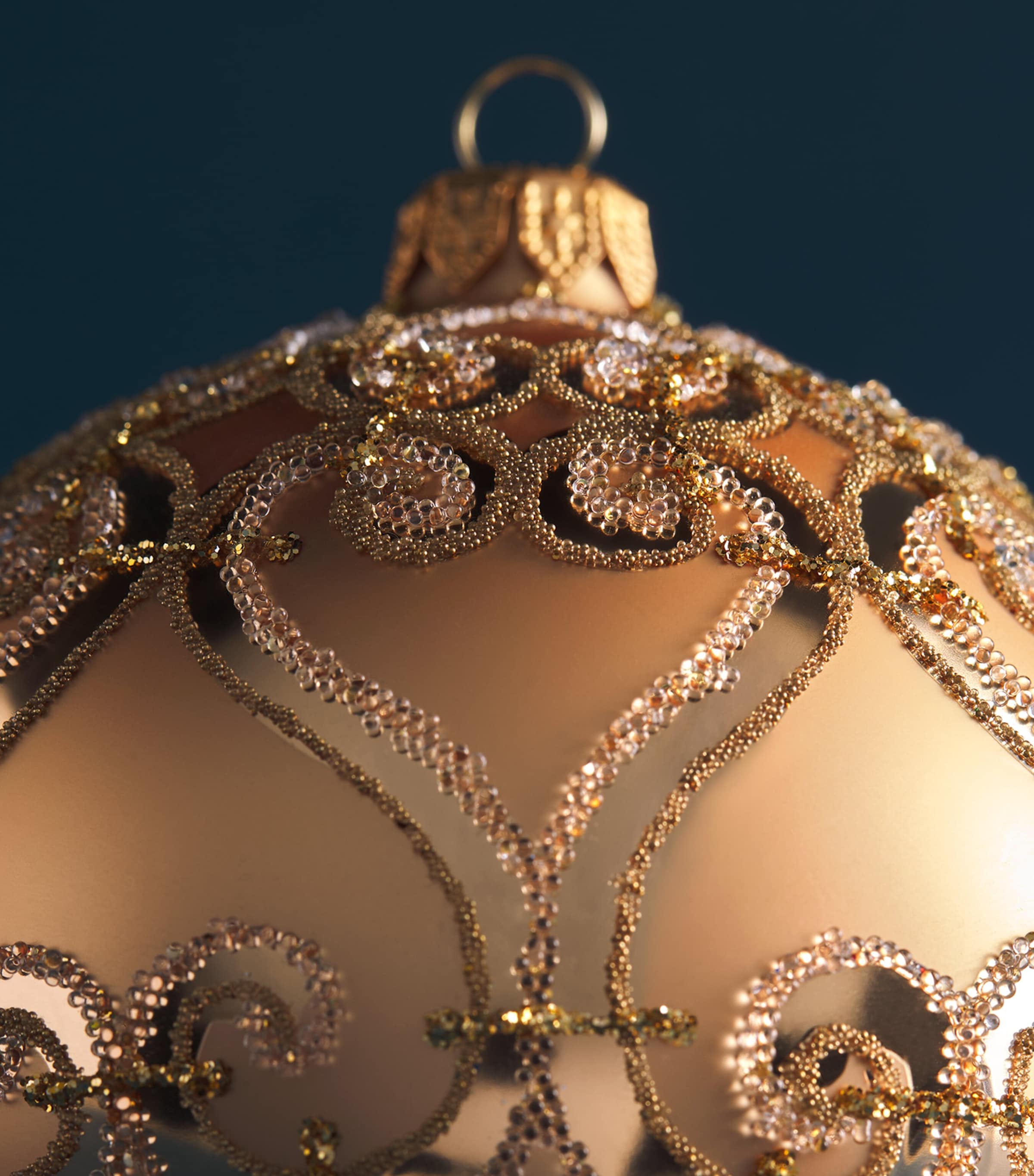 Harrods Glass Bead-Embellished Swirl Bauble Gold Image 2