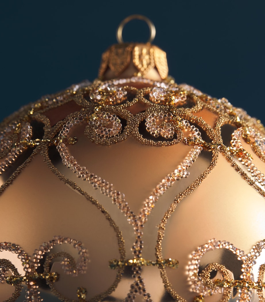 Harrods Glass Bead-Embellished Swirl Bauble Gold Image 2