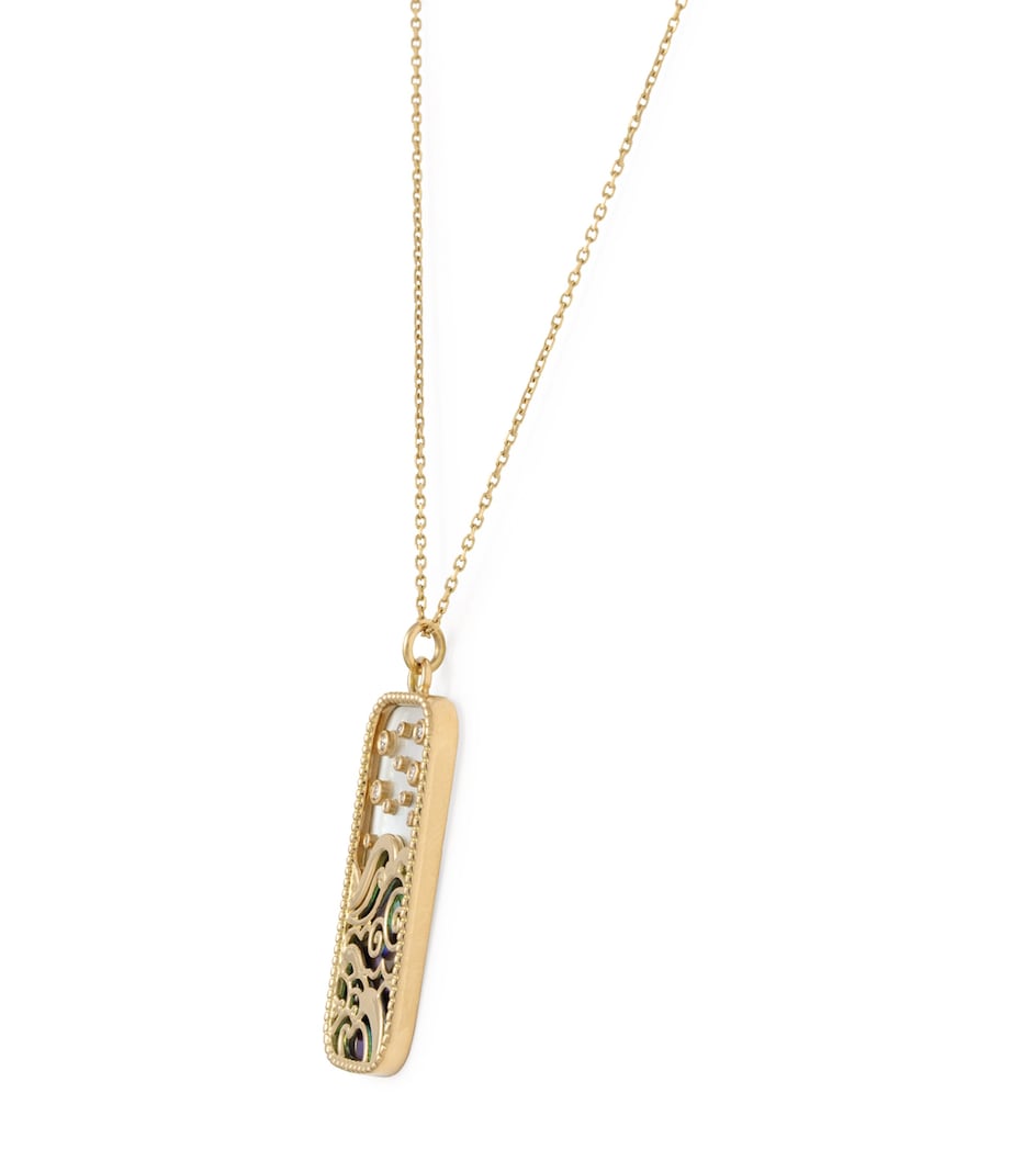 Yellow Gold, Diamond and Mother-of-Pearl Elements of Love Water Pendant Necklace YELLOW GOLD Image 3