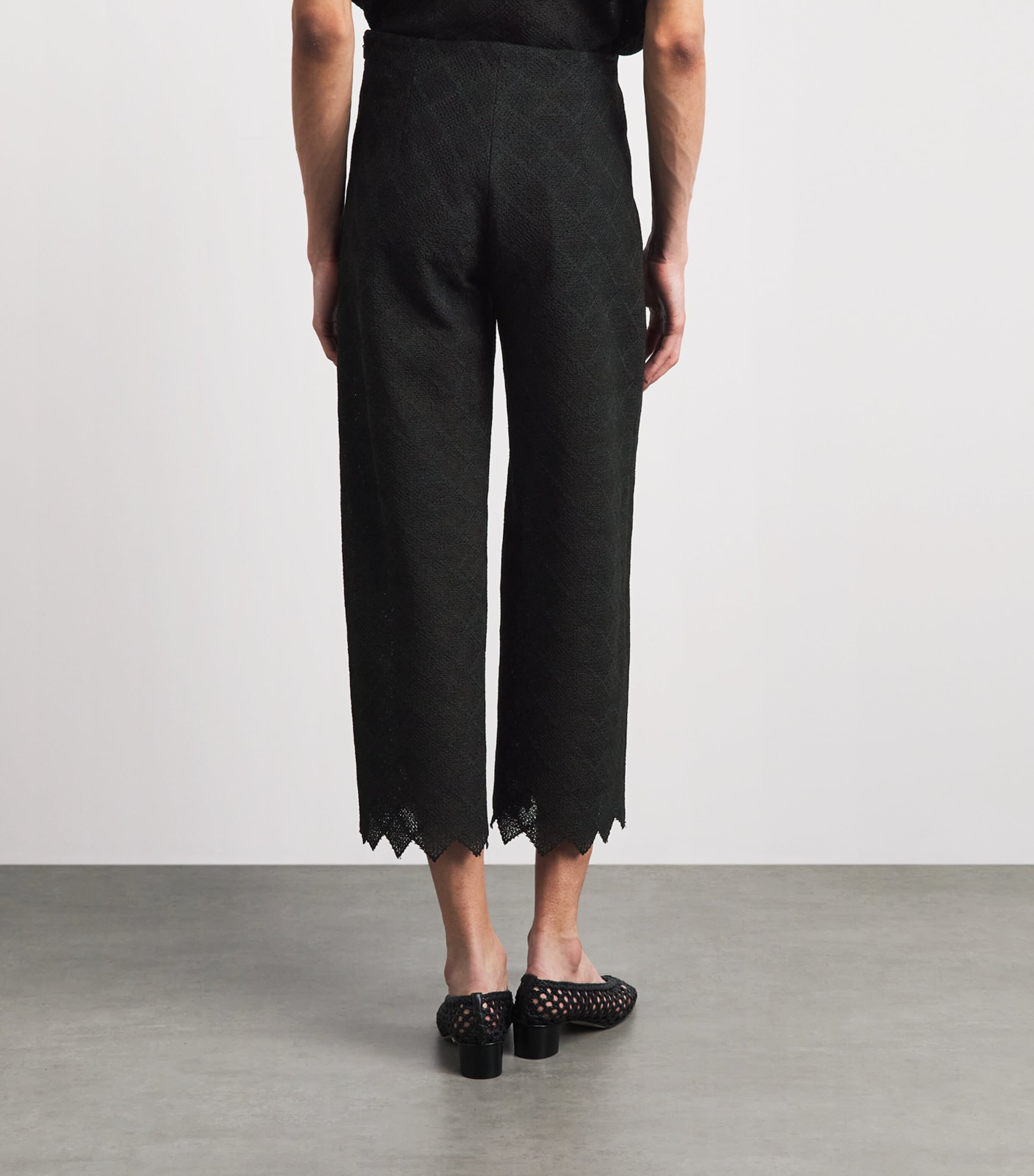 Liberowe Womens Lace-Trim Amanda Wide-Leg Trousers Black Image 5