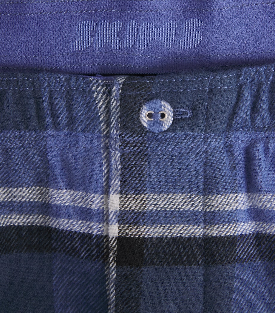 Skims Womens Cotton Check Cheeky Pyjama Shorts Indigo Outdoor Plaid Image 6