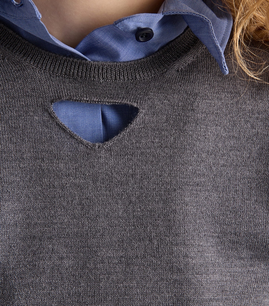 Virgin Wool Triangle Cut-Out Sweater F0031 Image 3