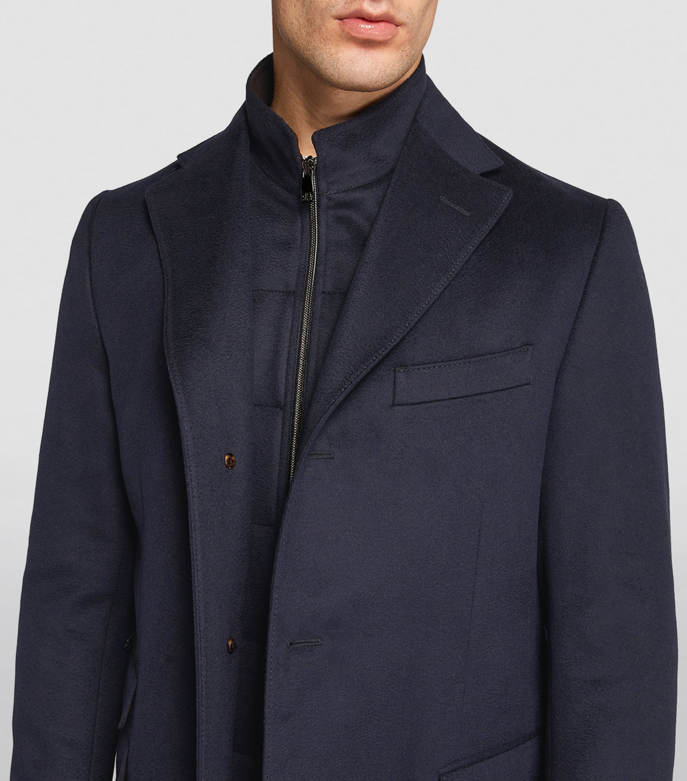 Virgin Wool Overcoat NAVY-002 Image 6