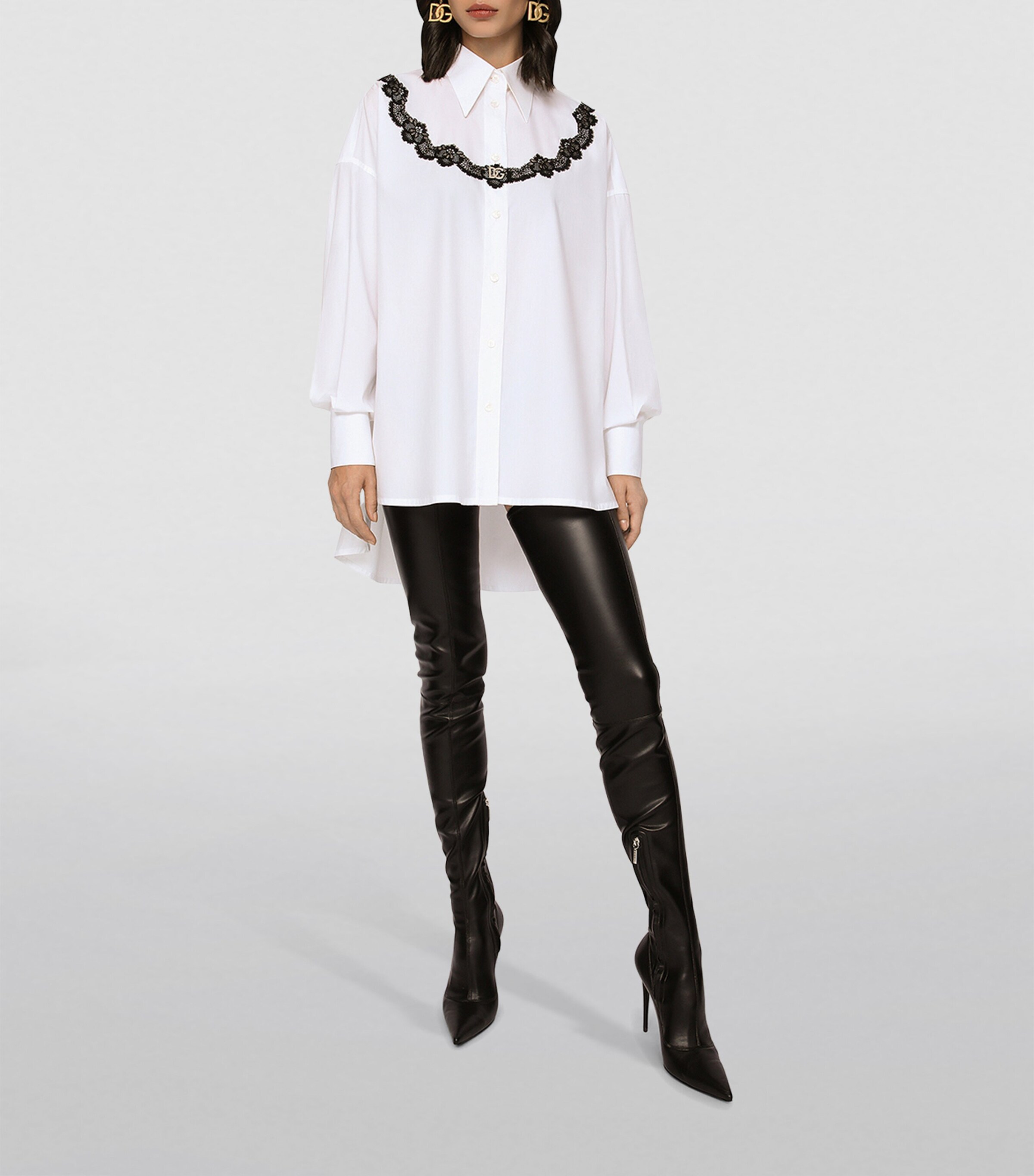 Lace-Detailed Shirt W0800-OPTICAL WHITE Image 2