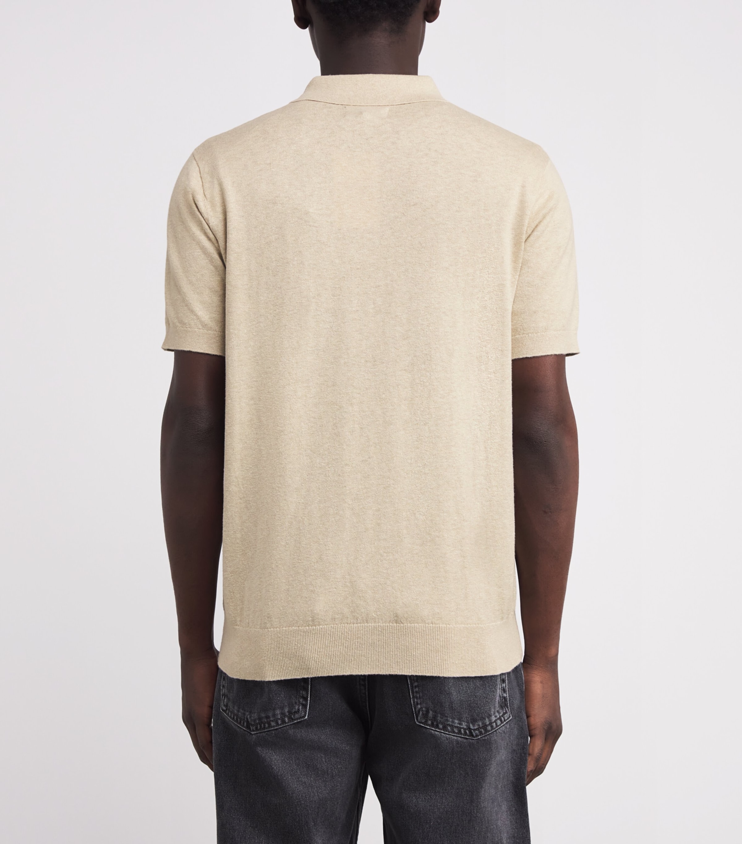 Cotton-Linen Logo Polo Shirt WASHED STONEST17 Image 4