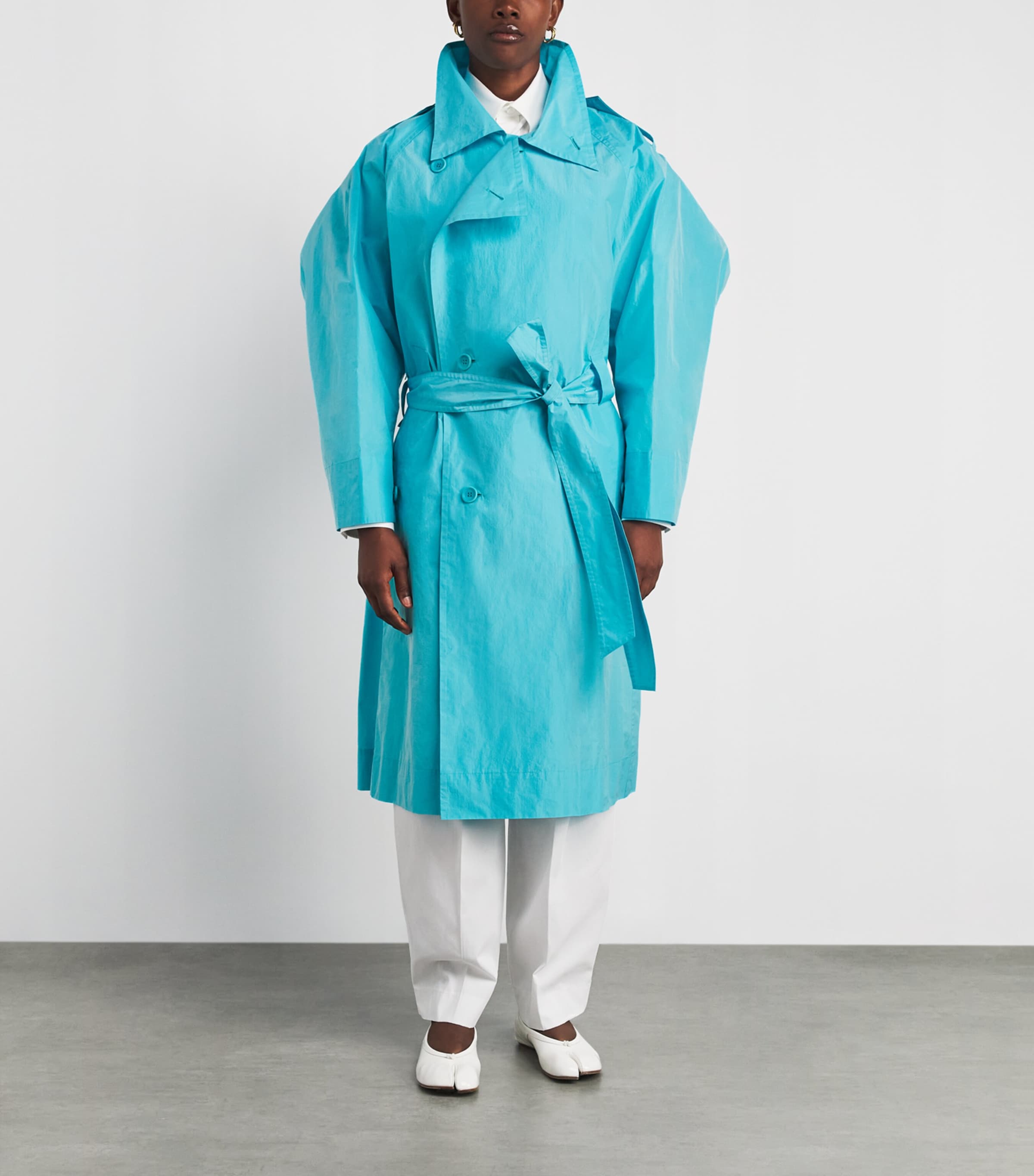 Issey Miyake Womens Correlation Trench Coat Light Blue Image 5