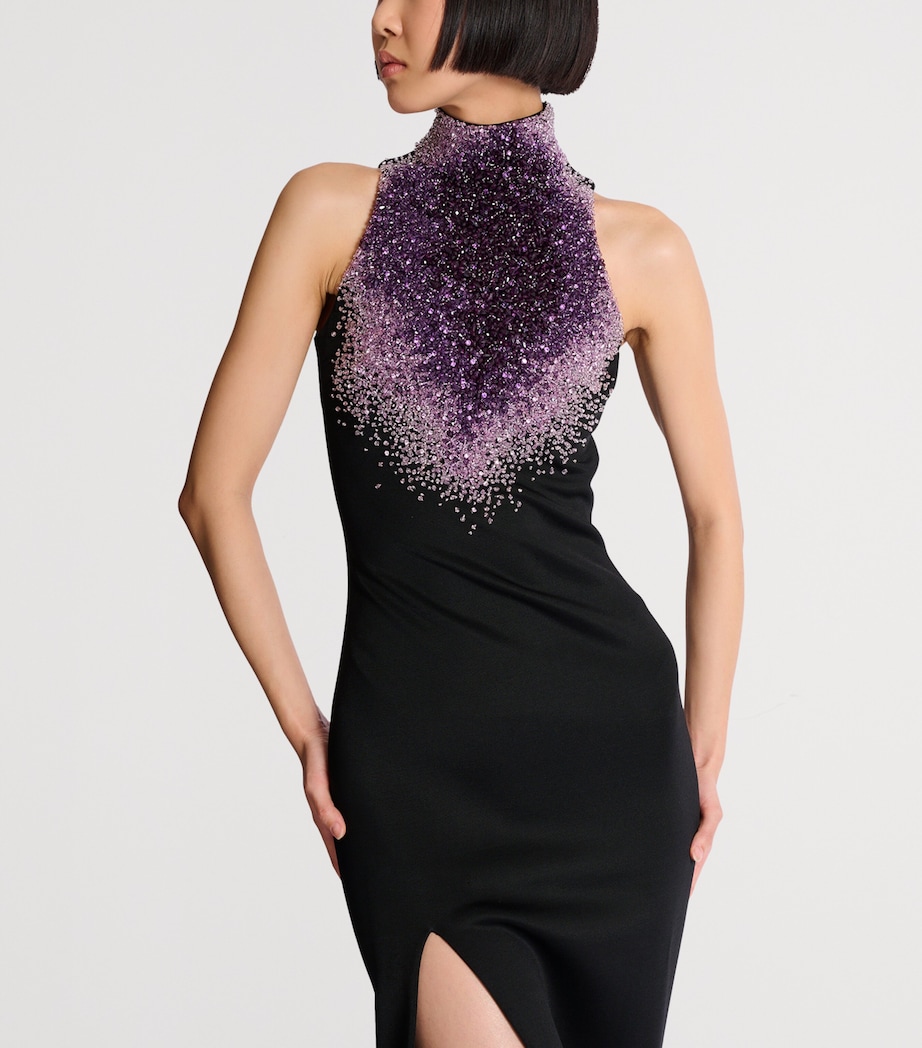 Balmain Womens Embellished Milano Gown Eqw Noir/violet Image 5