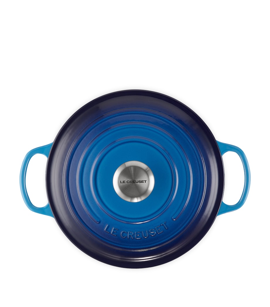 Cast Iron Round Casserole Dish (24cm) AZURE BLUE Image 3