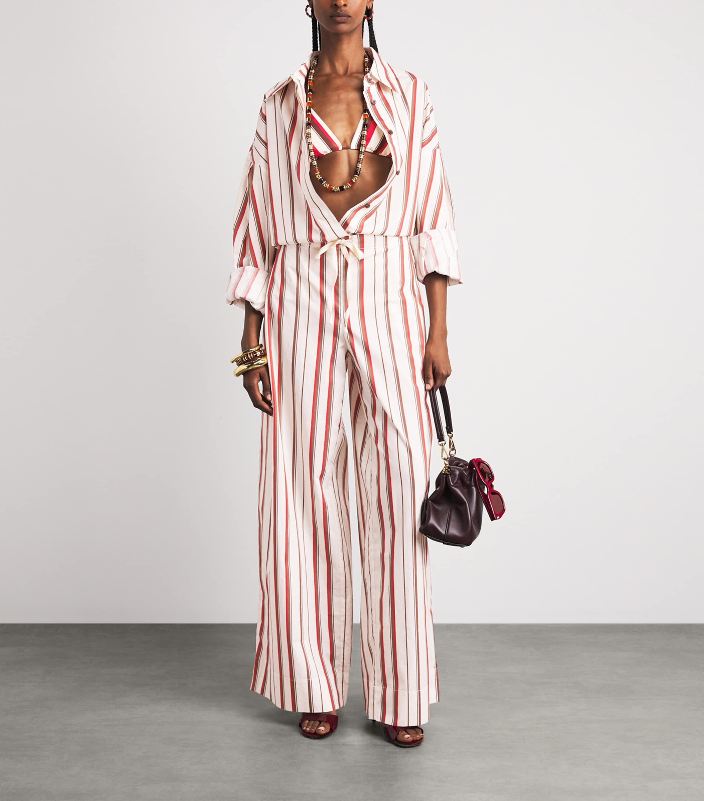 SIR. Womens Stripe Drawstring Alva Trousers Laila Stripe Image 2