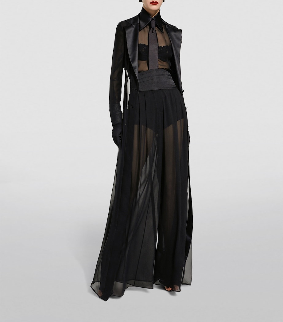 Silk-Blend Tailored Trousers N0000-BLACK Image 2