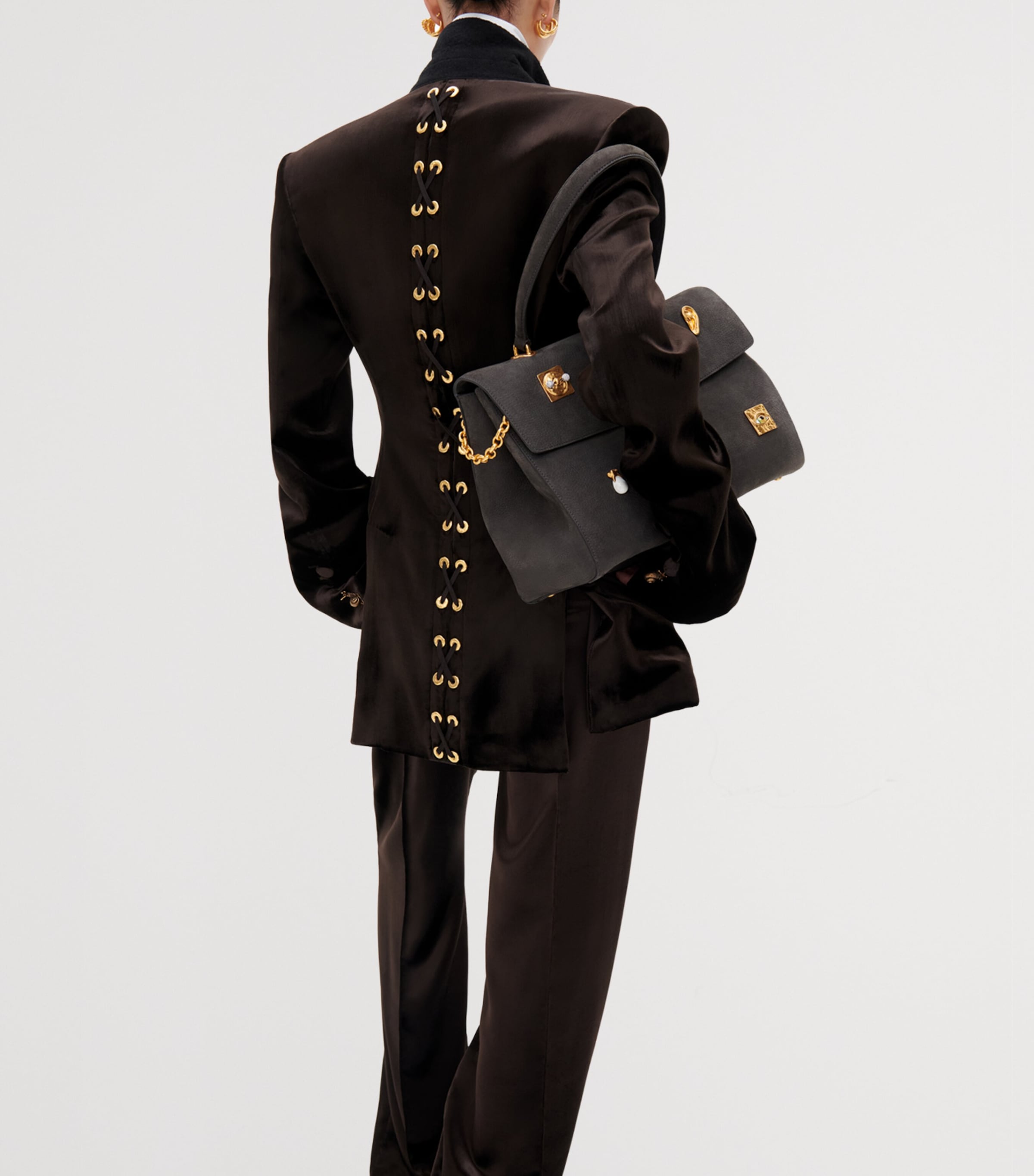 Schiaparelli Leather Secret Bijoux Top-Handle Bag Dark Grey Image 4