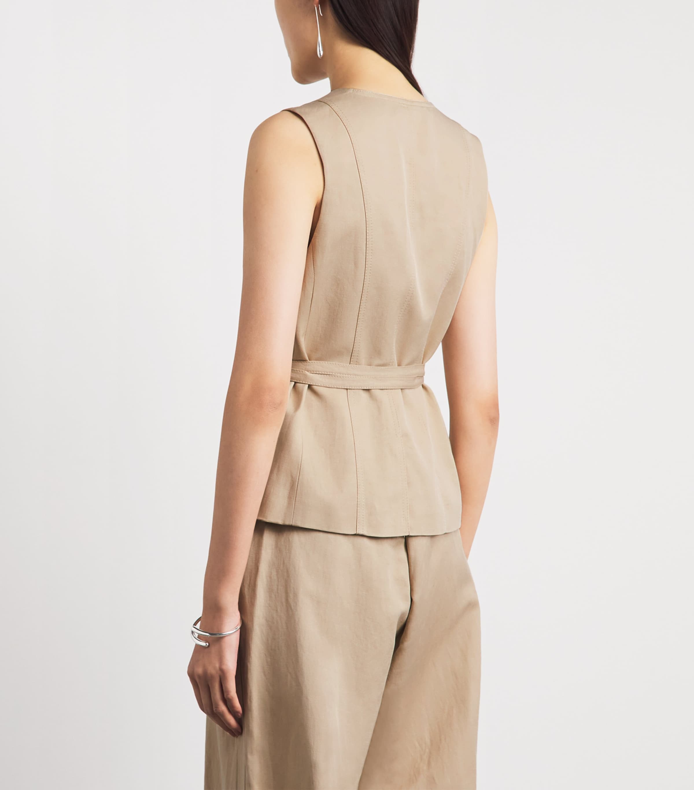 ME+EM Womens Wrap-Around Waistcoat Warm Stone Image 5
