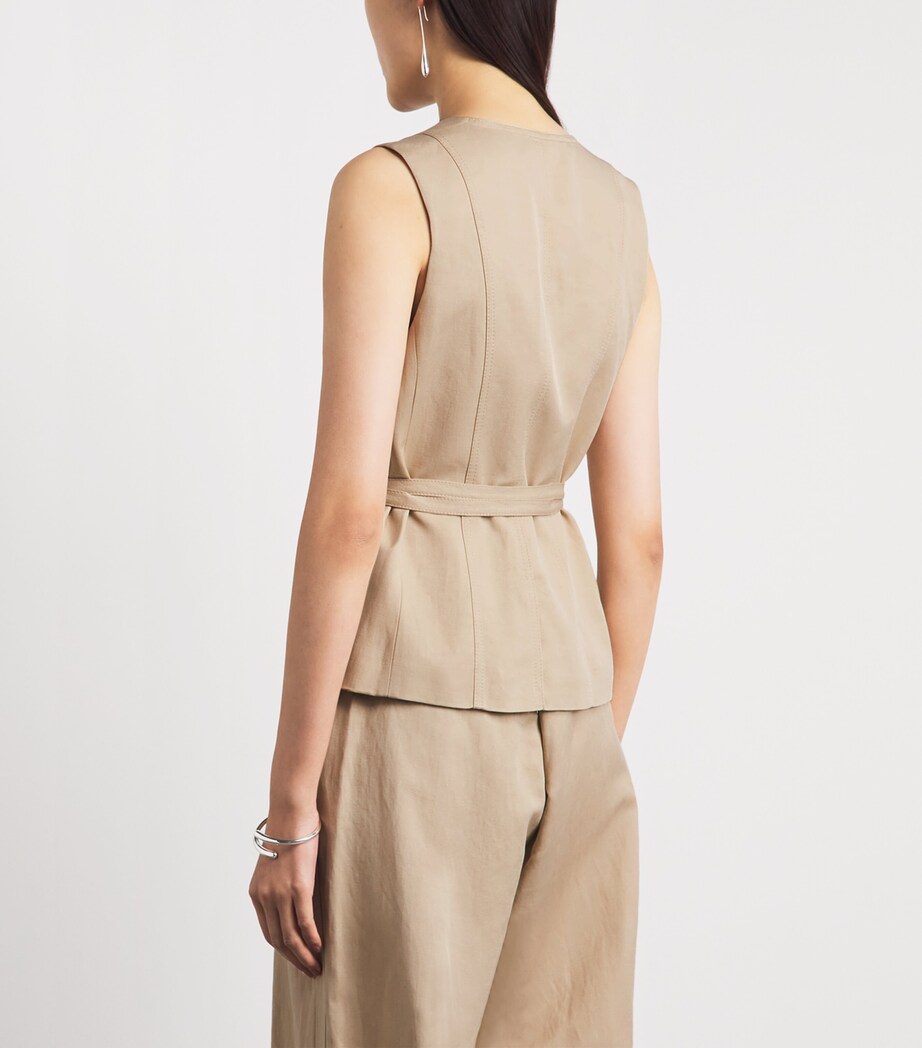 ME+EM Womens Wrap-Around Waistcoat Warm Stone Image 5