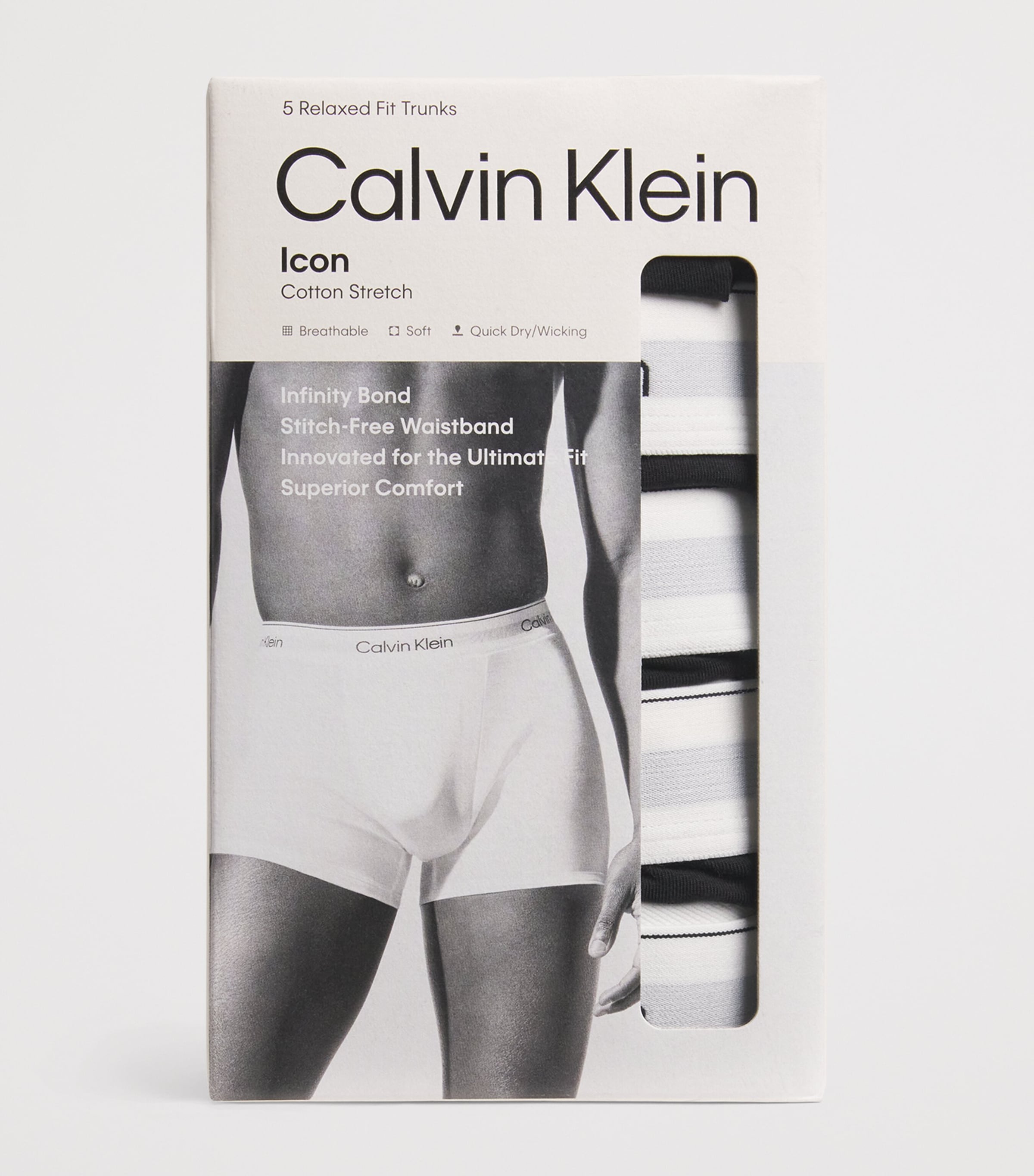 Calvin Klein Mens Stretch-Cotton Icon Trunks (Pack of 5) Black/black/blac Image 4