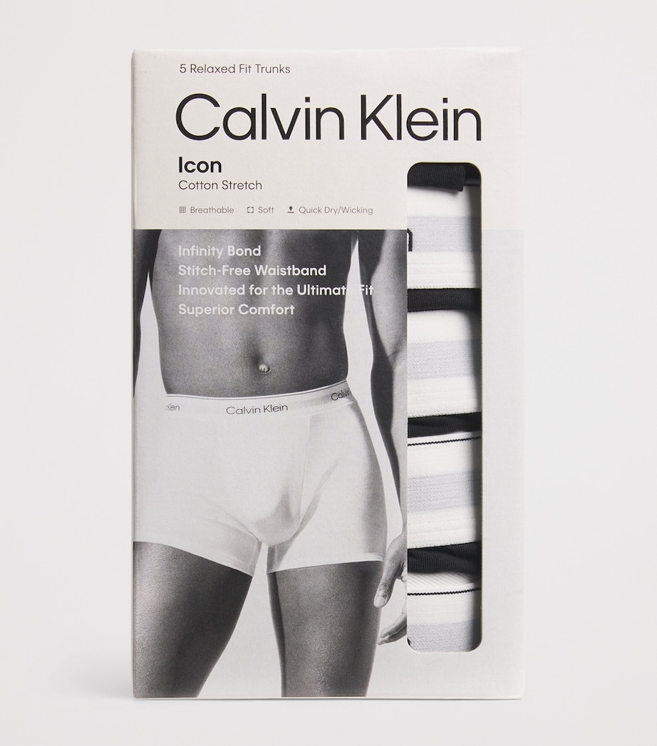 Calvin Klein Mens Stretch-Cotton Icon Trunks (Pack of 5) Black/black/blac Image 4
