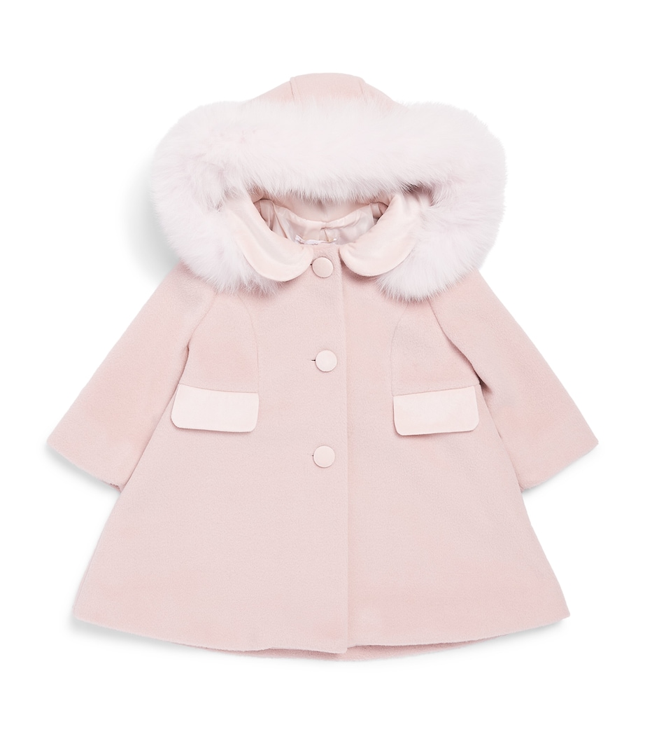 Bimbalo Fur-Trimmed Coat (3-24 Months) Pink Image 1