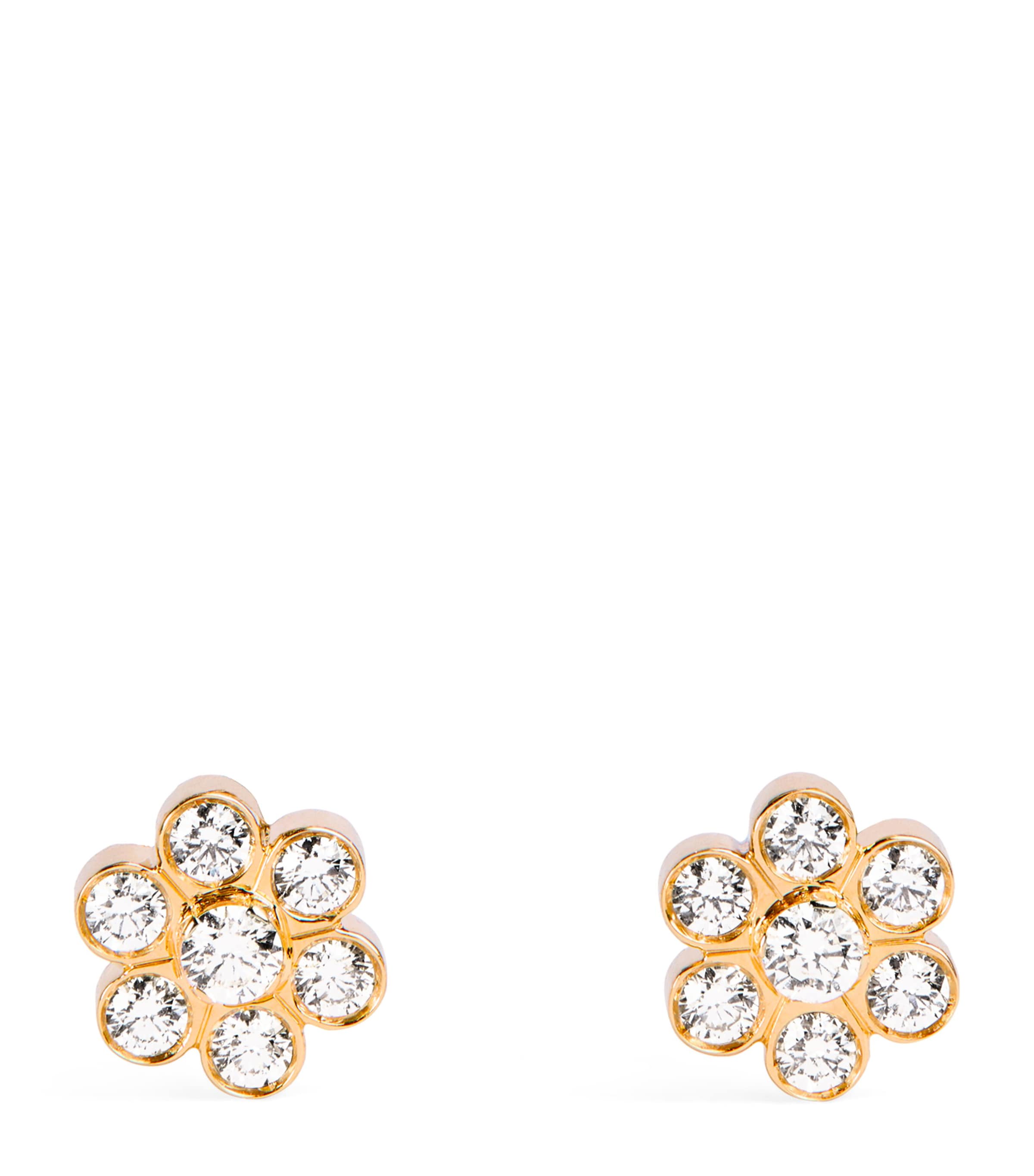 Sophie Bille Brahe Yellow Gold And Diamond Fleur Stud Earrings