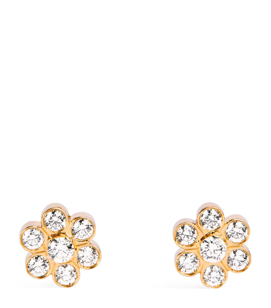 Yellow Gold and Diamond Fleur Stud Earrings YELLOW GOLD Image 1