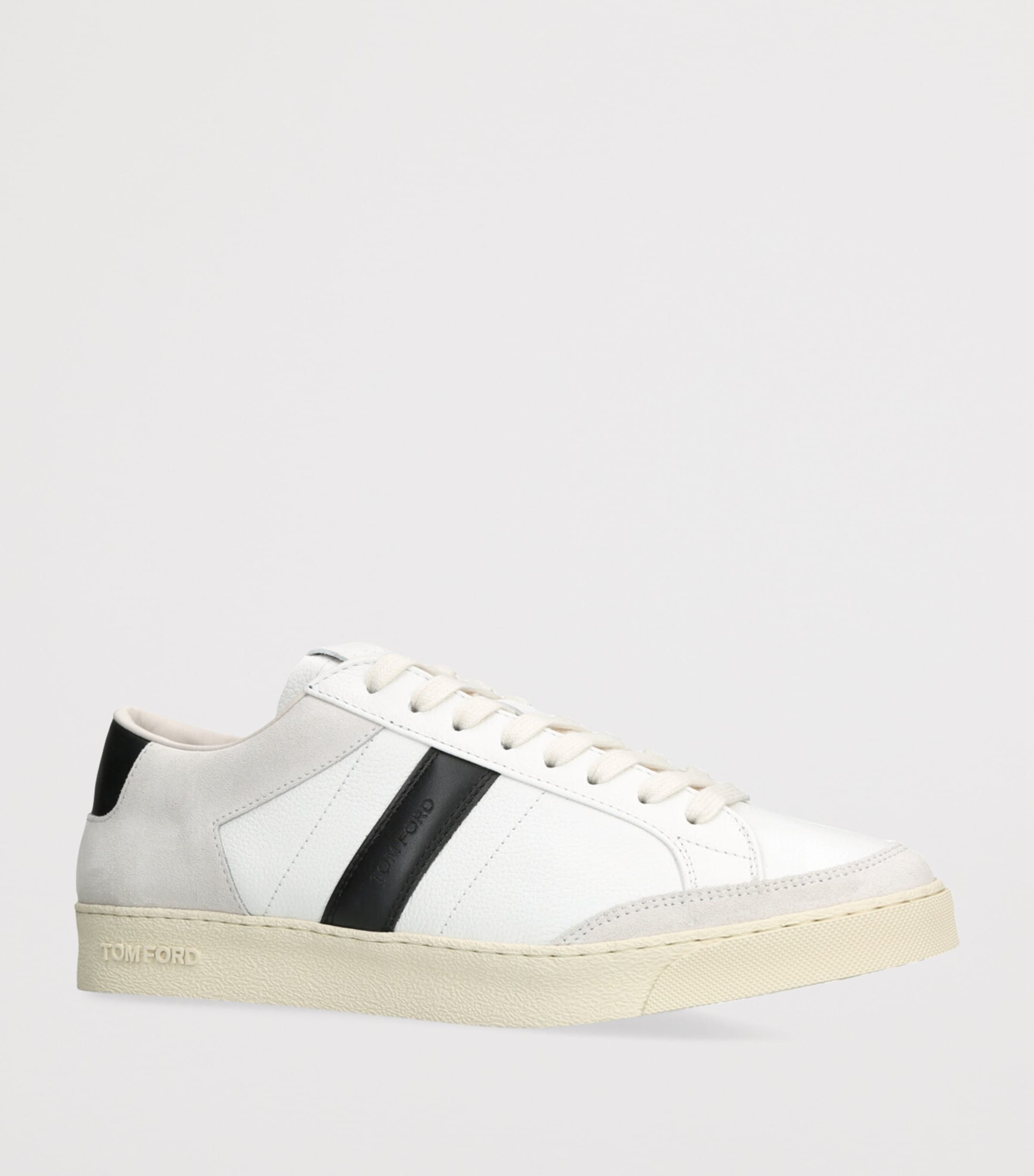 Leather-Suede Terence Sneakers WHITE/BLK Image 3