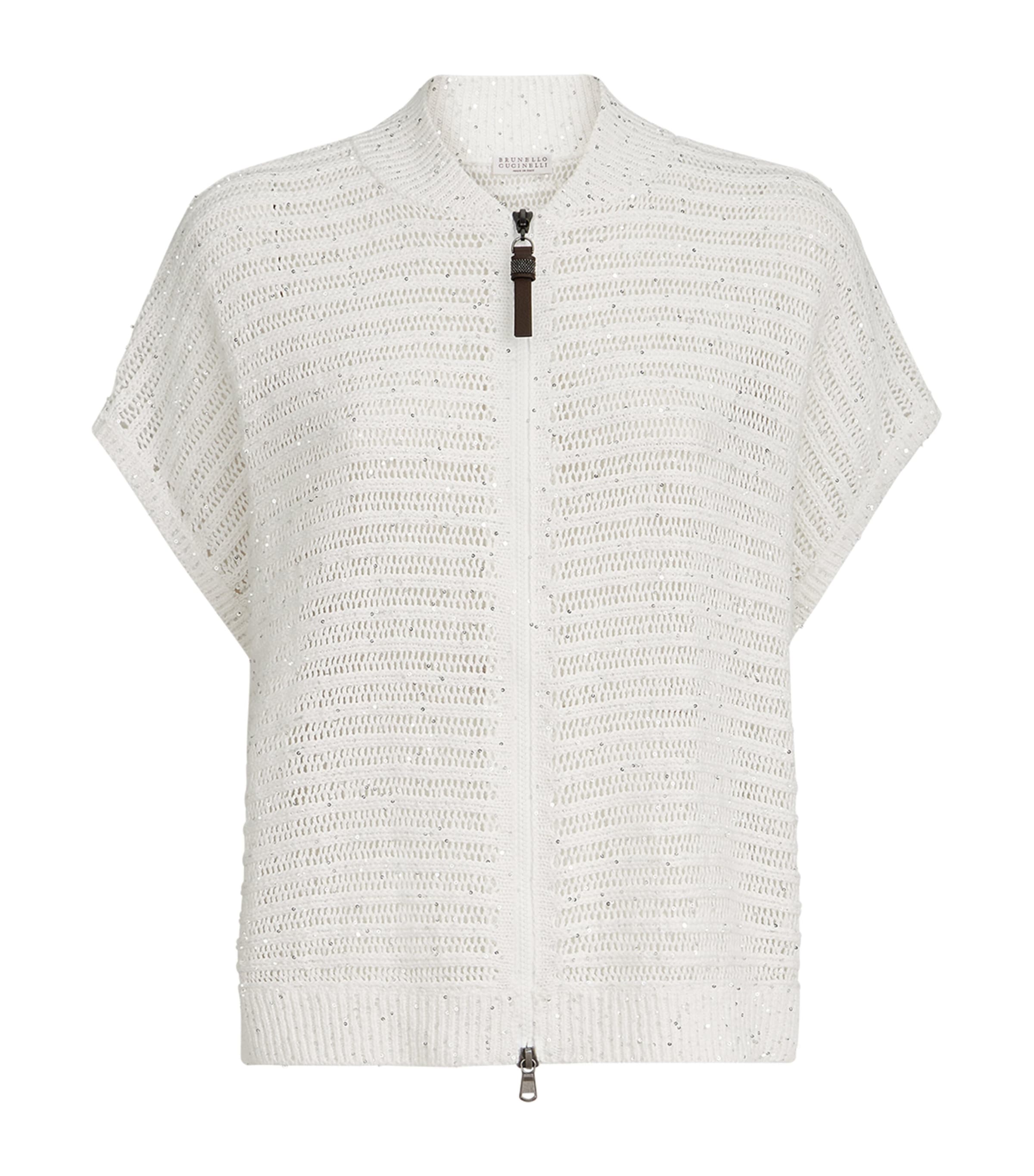 Brunello Cucinelli Womens Linen-Blend Cardigan Vest Image 1