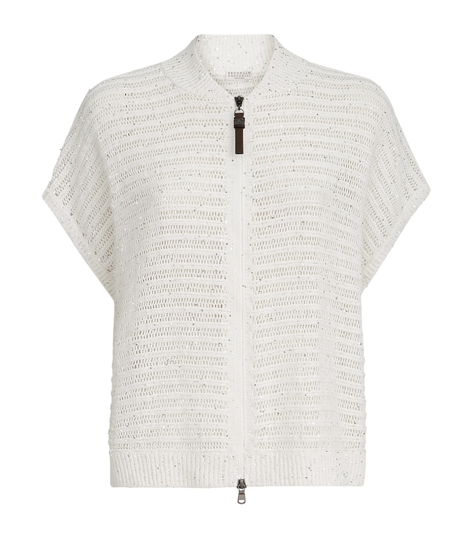 Brunello Cucinelli Womens Linen-Blend Cardigan Vest Image 1