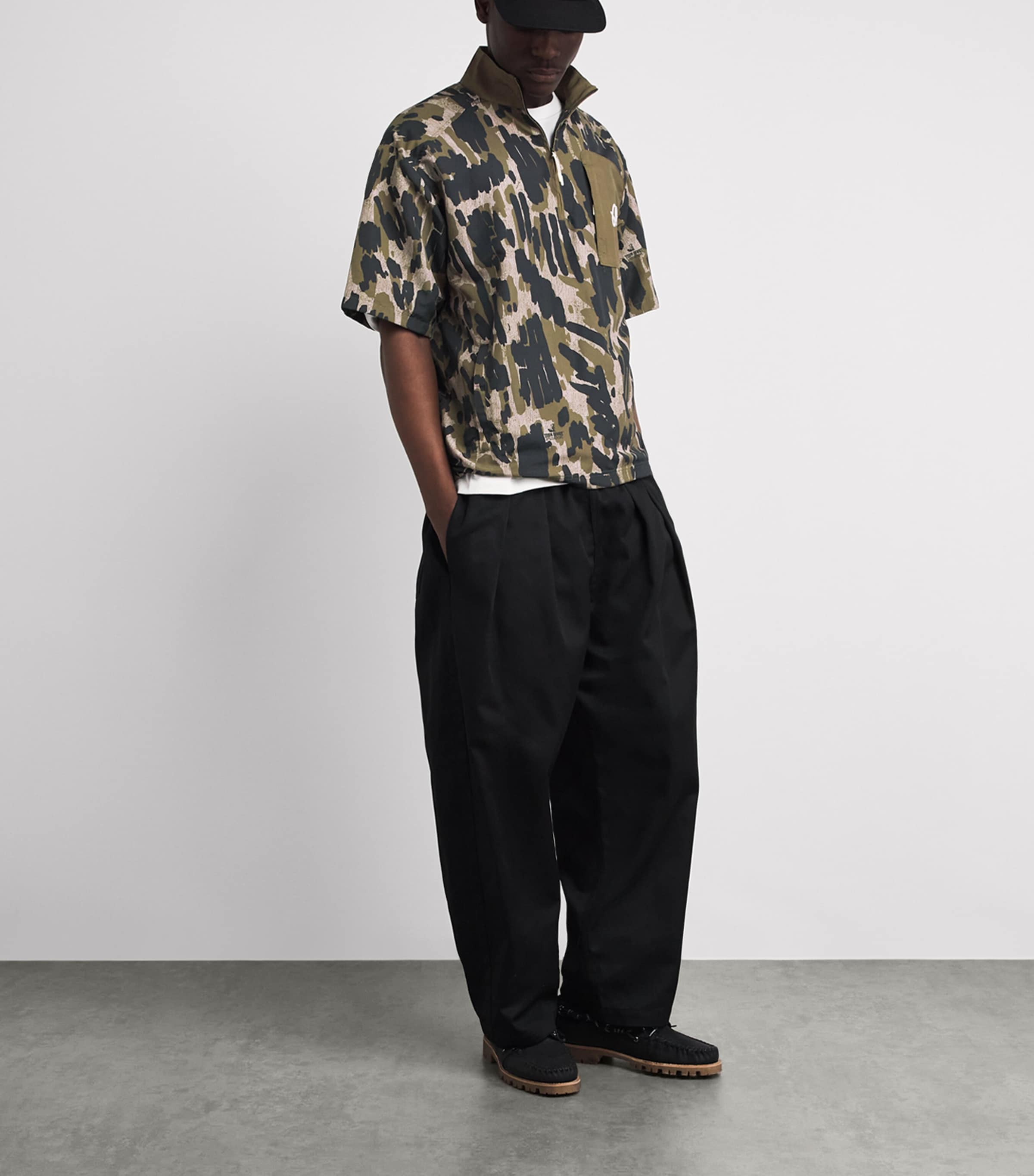 Malbon Mens Tour Divot Zip-Up Shirt Bark Camo Image 2