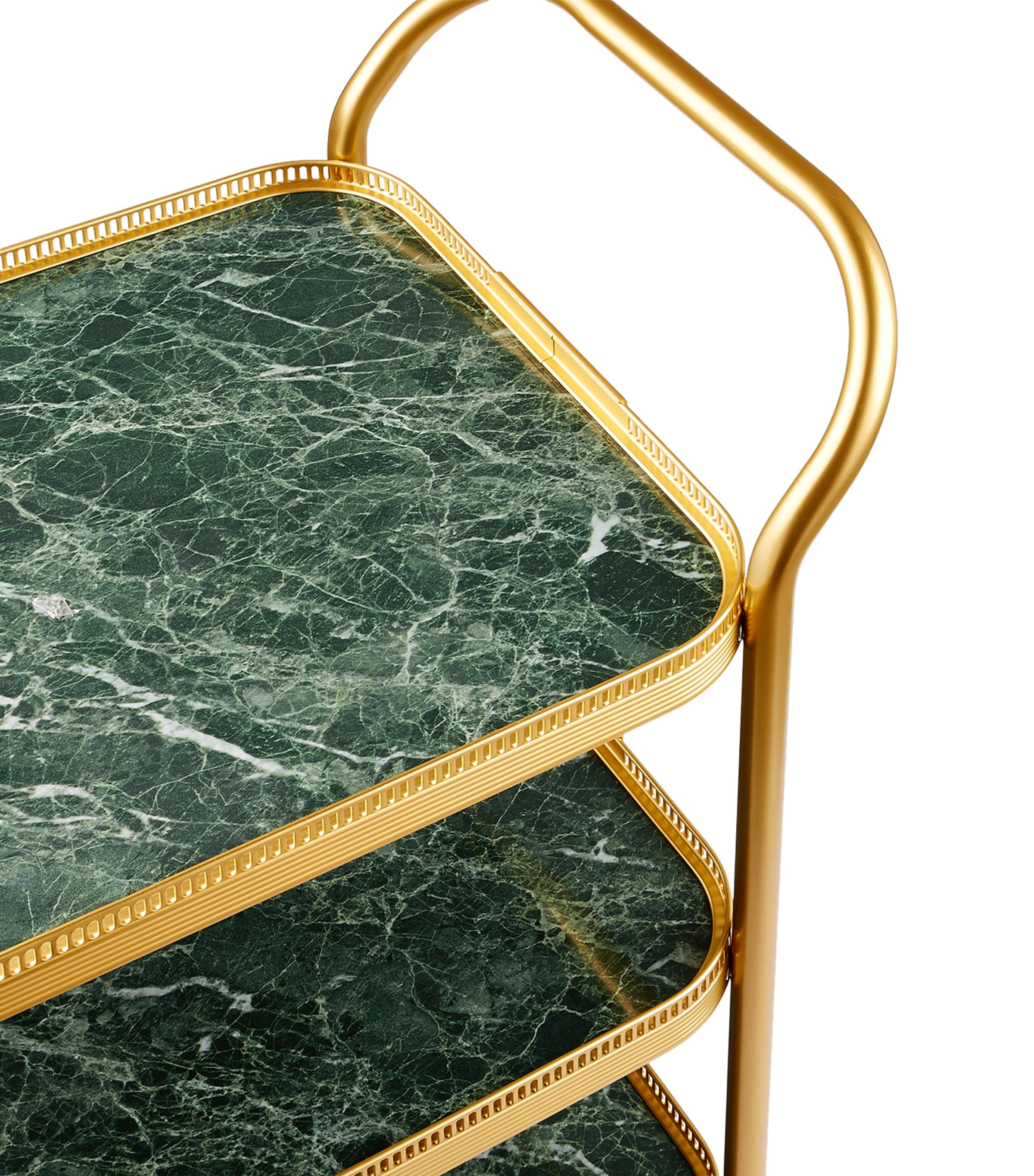 Green Marble Three-Tiered Trolley GOLD W/ONYX MARBLE Image 2