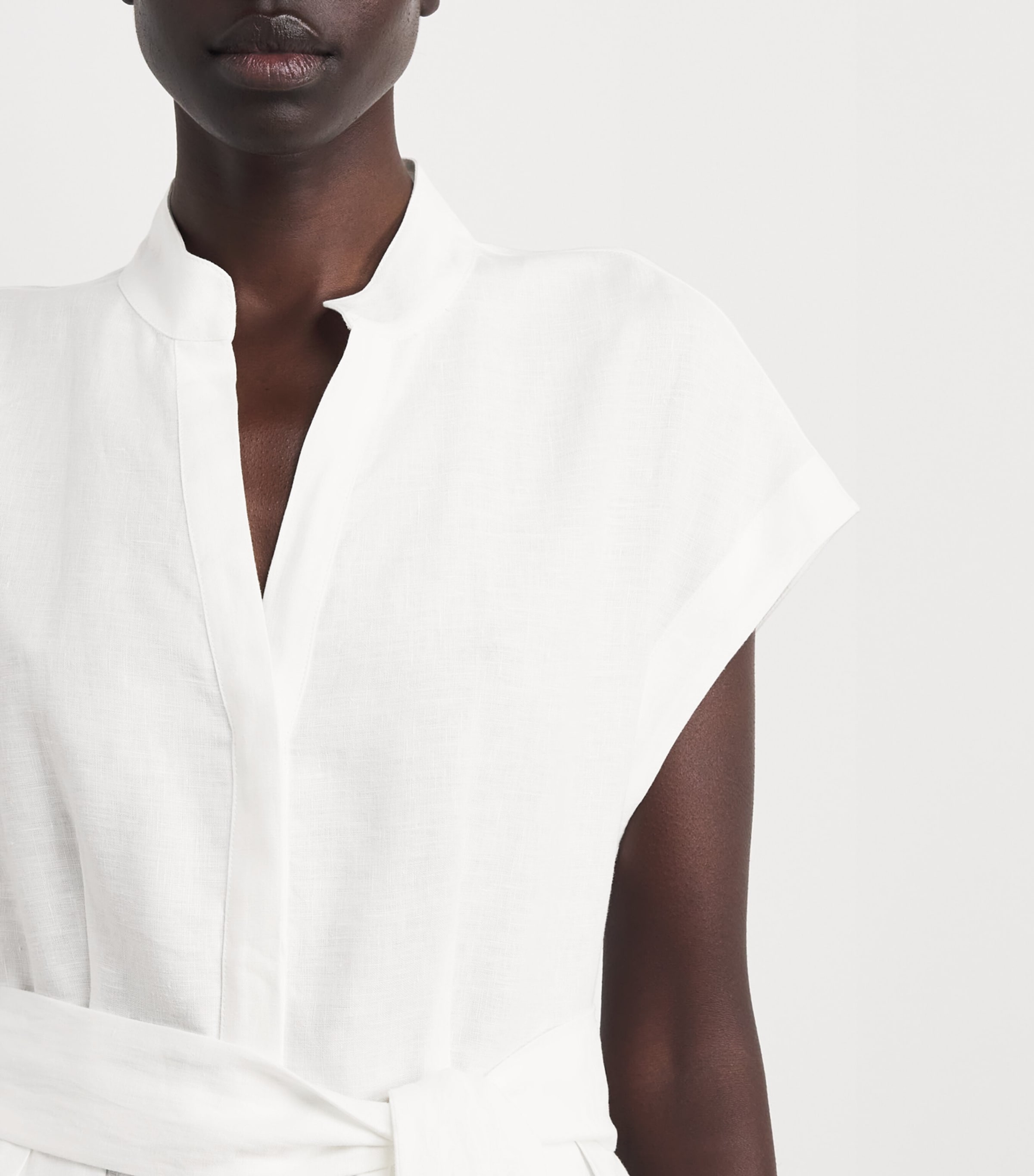 Eleventy Womens Linen Embroidered Midi Shirt Dress Bianco Image 5