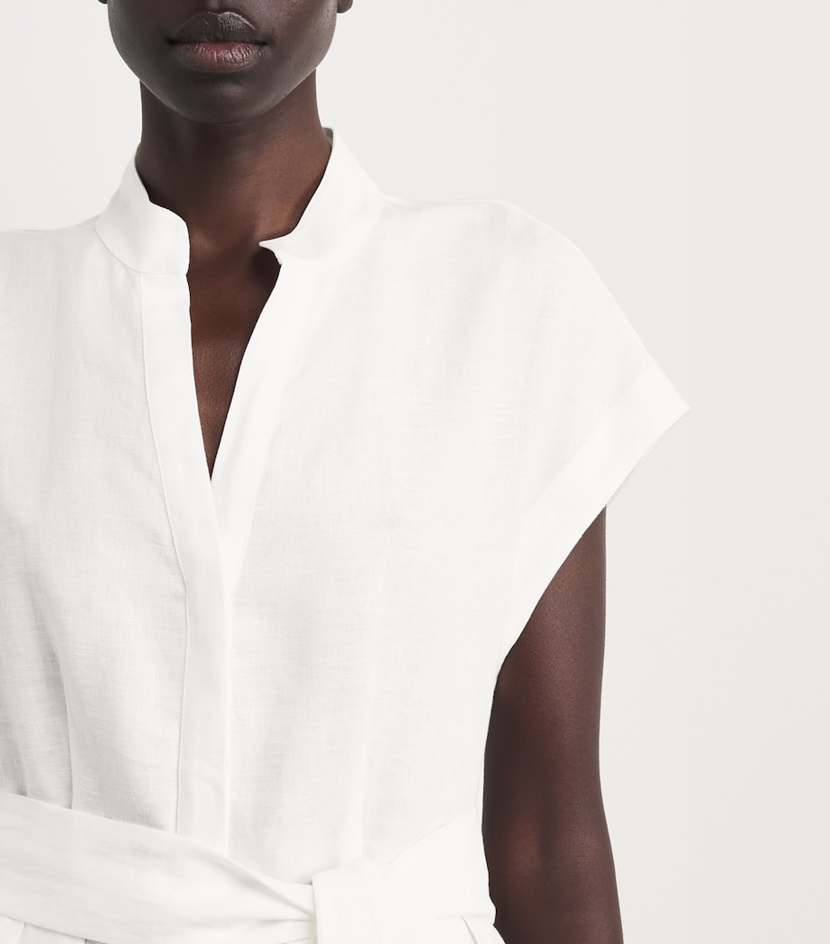 Eleventy Womens Linen Embroidered Midi Shirt Dress Bianco Image 5