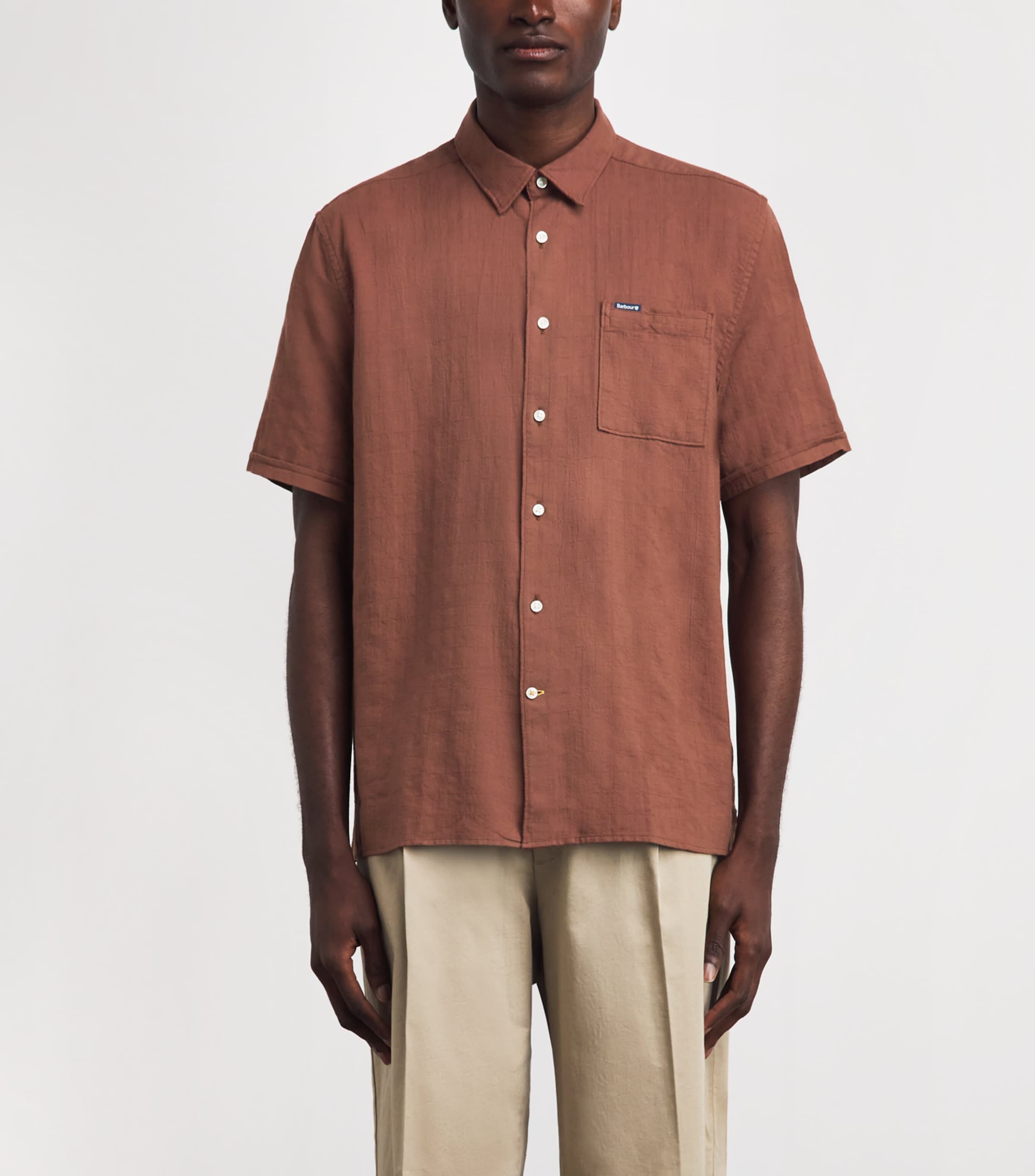 Barbour Mens Cotton Ripstop Kingswood Shirt Burnt Pepper Image 4