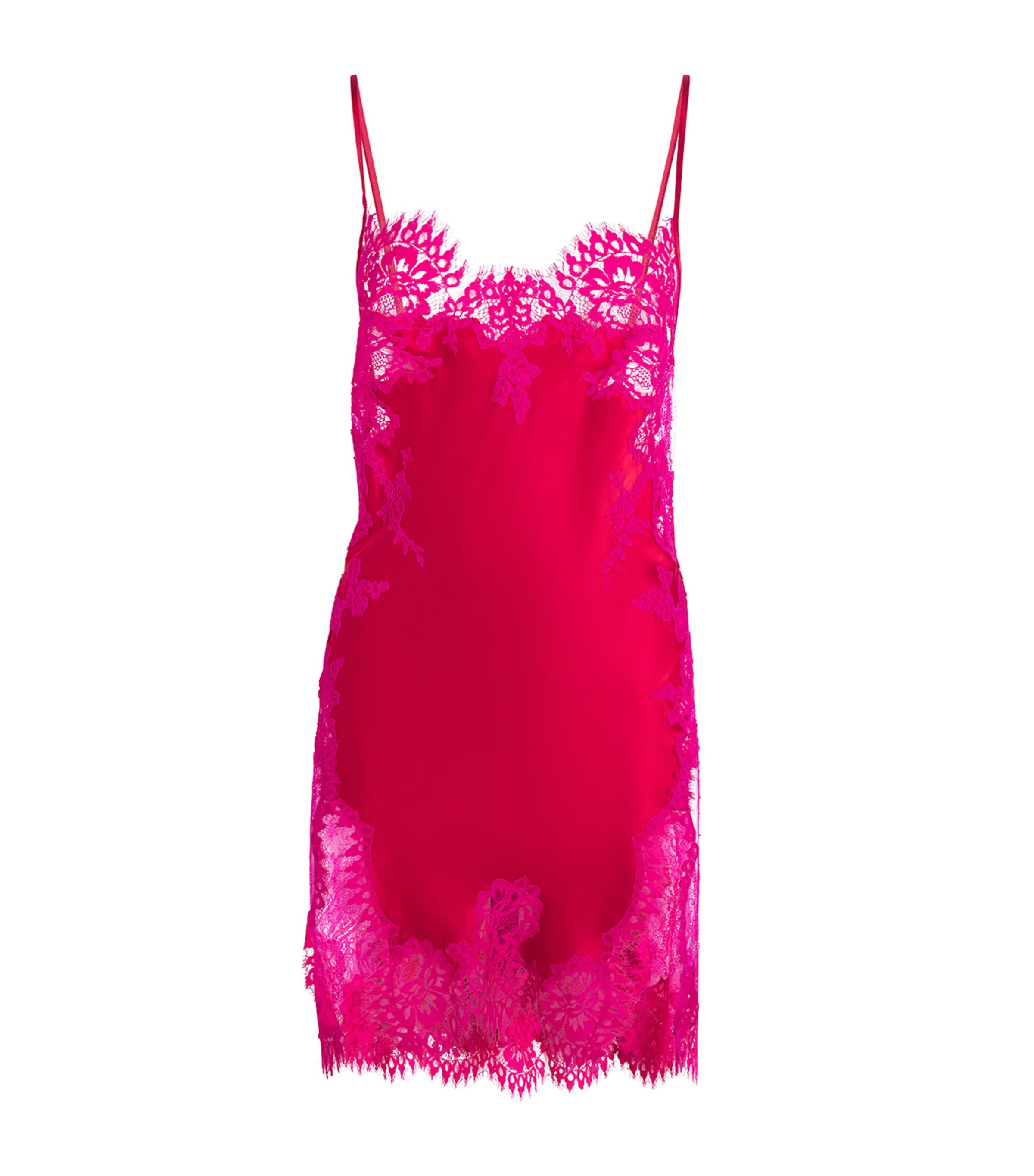 Marjolaine Silk Lace-trim Barbara Chemise In Pink