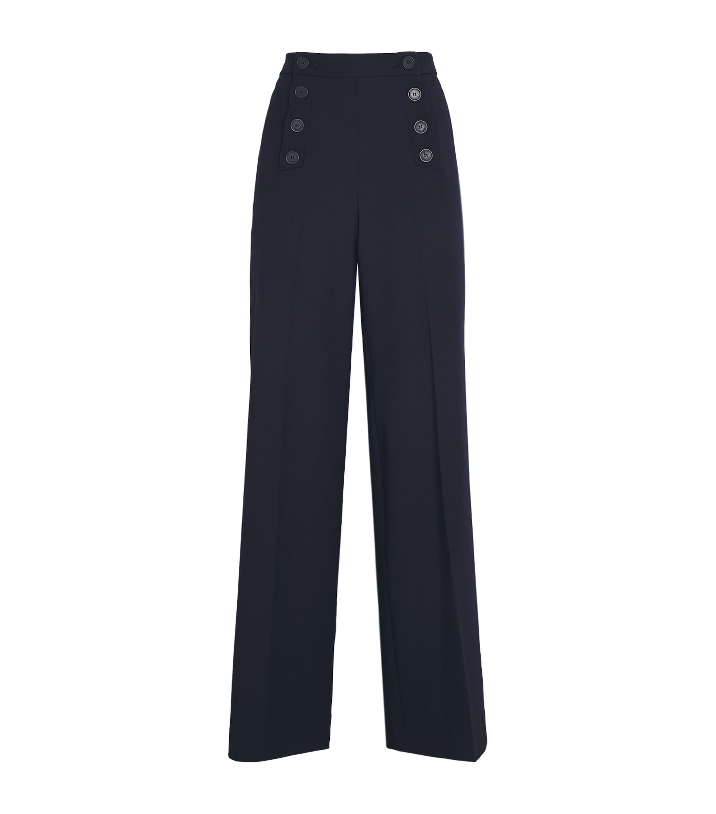 Claudie Pierlot Button-front Straight Trousers In Blue